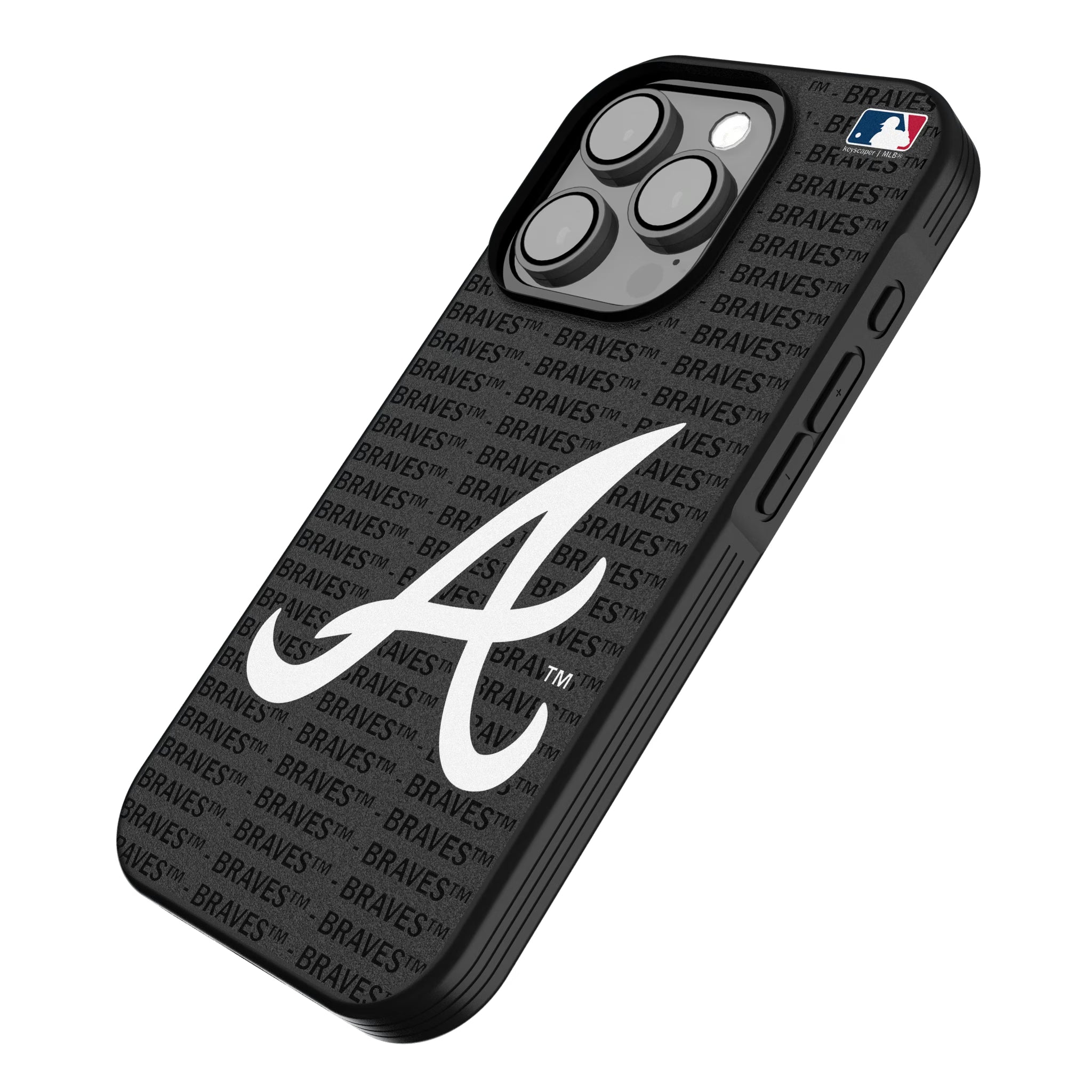 Atlanta Braves Text Backdrop iPhone Bump Phone Case for Apple iPhone - Isometric View