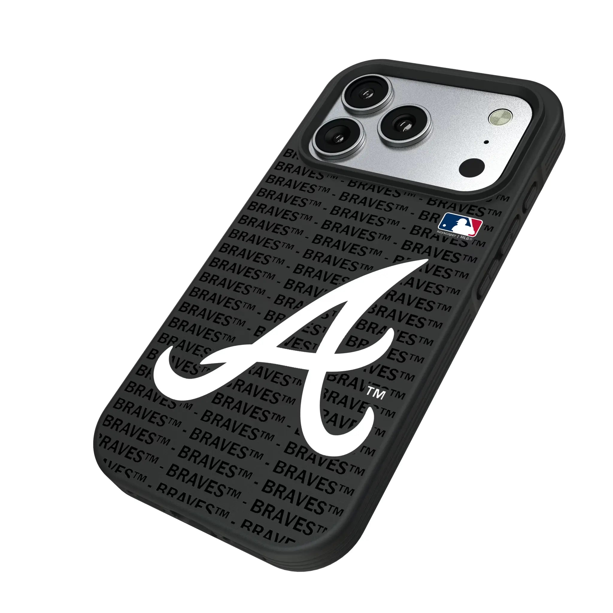 Atlanta Braves Text Backdrop iPhone Bump Phone Case for Apple iPhone - Isometric View#Device_iPhone 17 Pro
