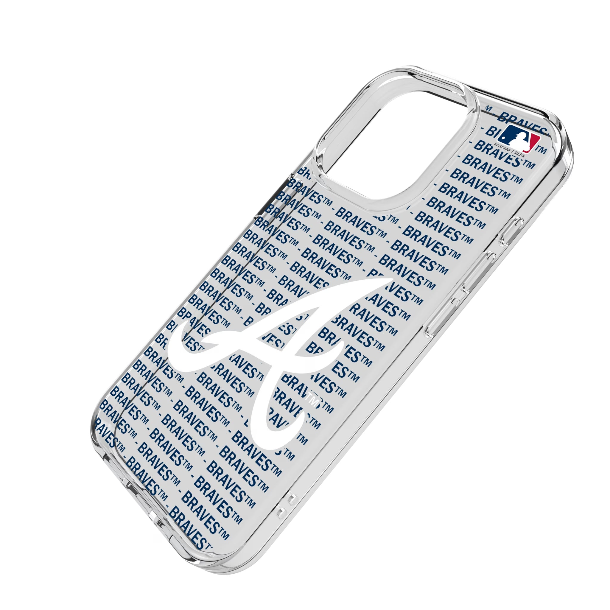 Atlanta Braves Text Backdrop iPhone Clear Phone Case for Apple iPhone - Isometric View