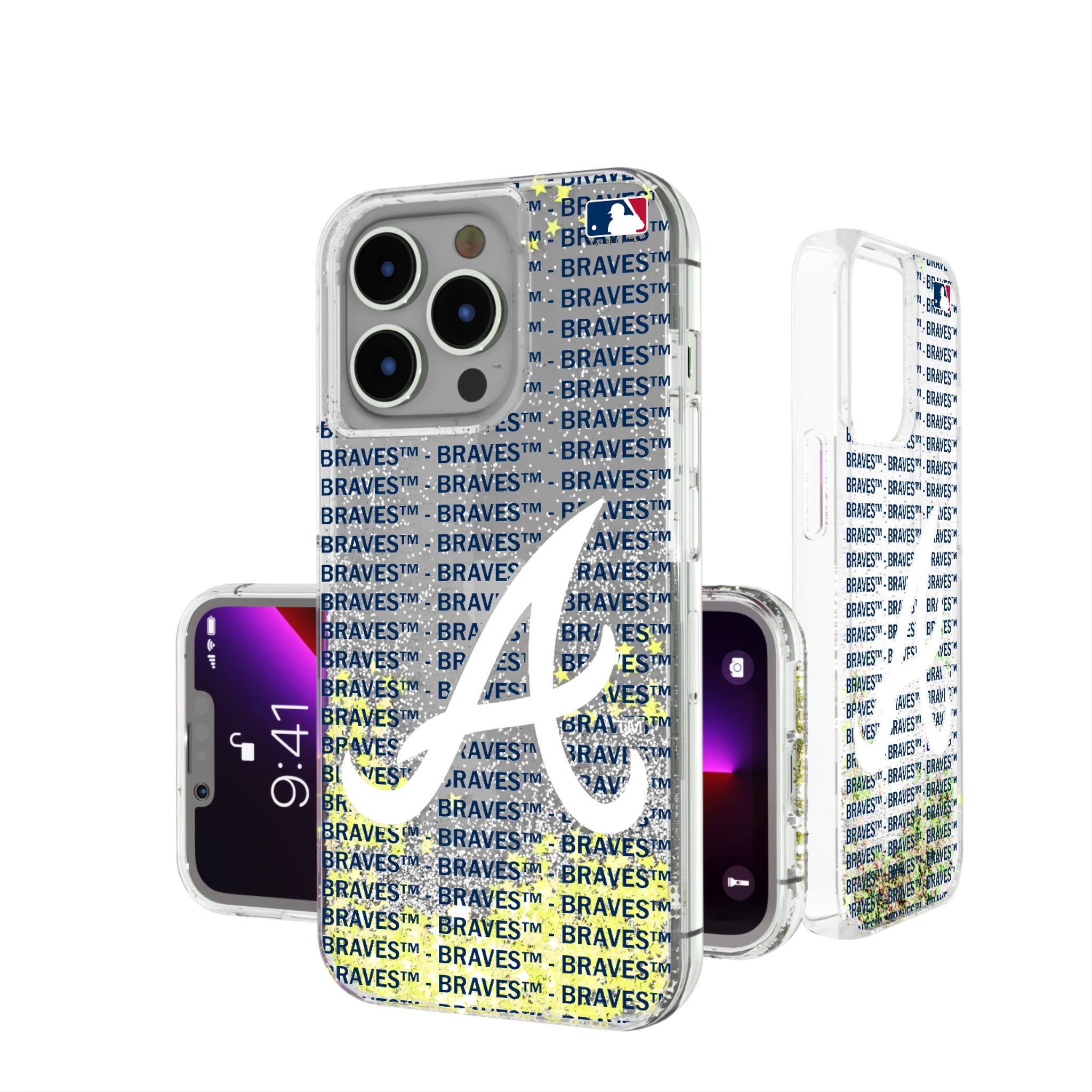 Atlanta Braves Text Backdrop iPhone Glitter Phone Case for Apple iPhone