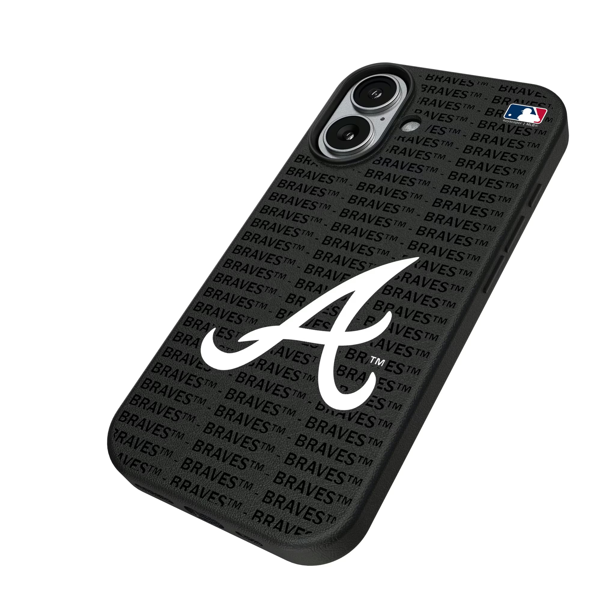 Atlanta Braves Text Backdrop iPhone MagSafe Compatible Phone Case for Apple iPhone - Isometric View#Device_iPhone 17
