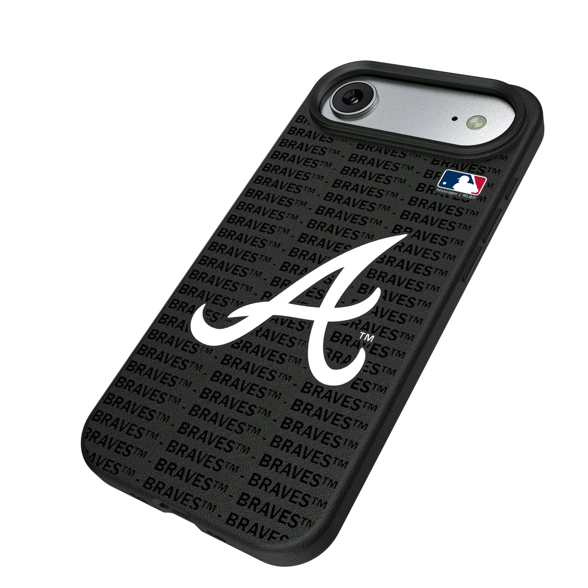 Atlanta Braves Text Backdrop iPhone MagSafe Compatible Phone Case for Apple iPhone - Isometric View#Device_iPhone Air