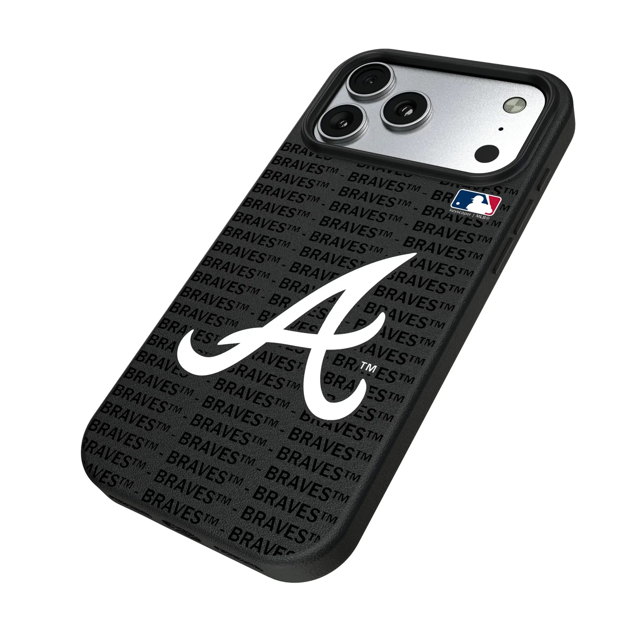 Atlanta Braves Text Backdrop iPhone MagSafe Compatible Phone Case for Apple iPhone - Isometric View#Device_iPhone 17 Pro Max