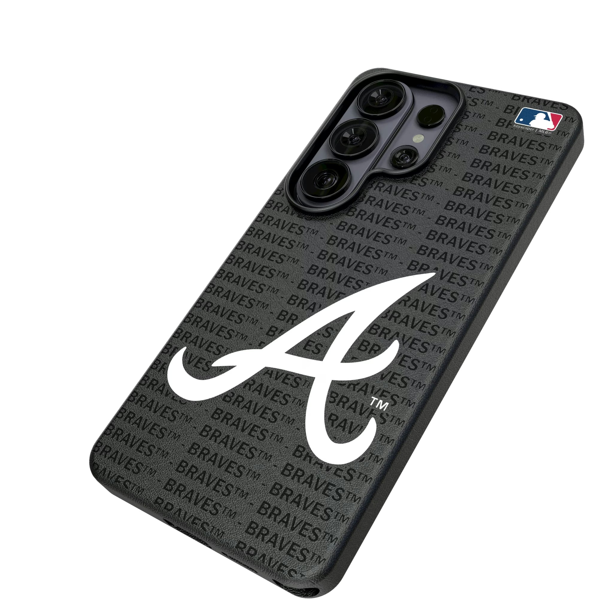 Atlanta Braves Text Backdrop Galaxy MagSafe Compatible Phone Case for Samsung Galaxy - Isometric View