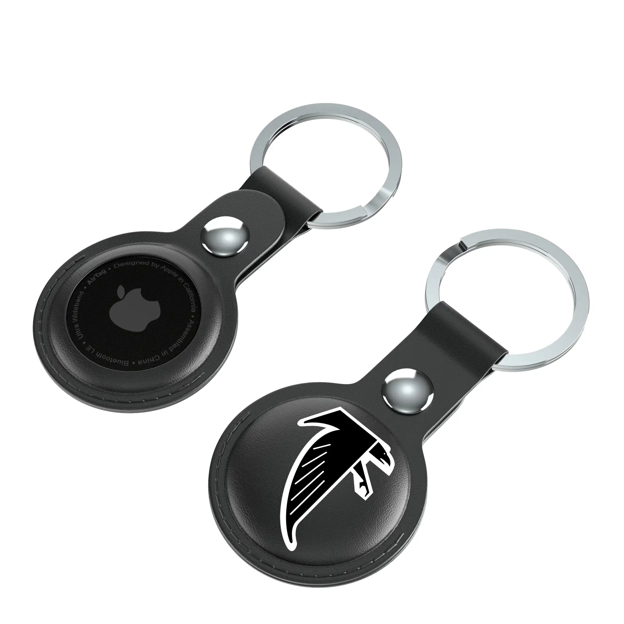 Atlanta Falcons Classic Insignia AirTag Black Airtag Holder 2-Pack - Isometric View
