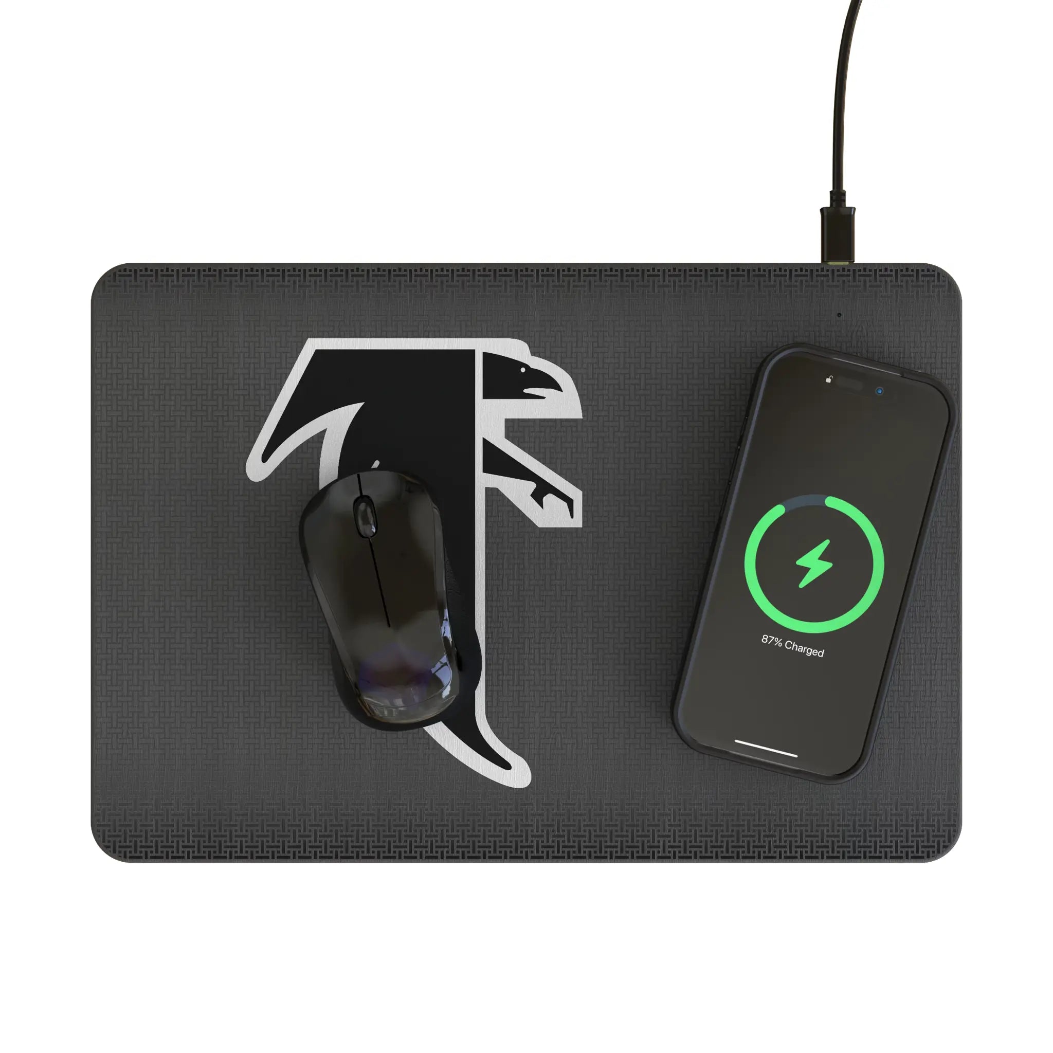 Atlanta Falcons Classic Linen 15-Watt Wireless Charger and Mouse Pad - Lifestyle