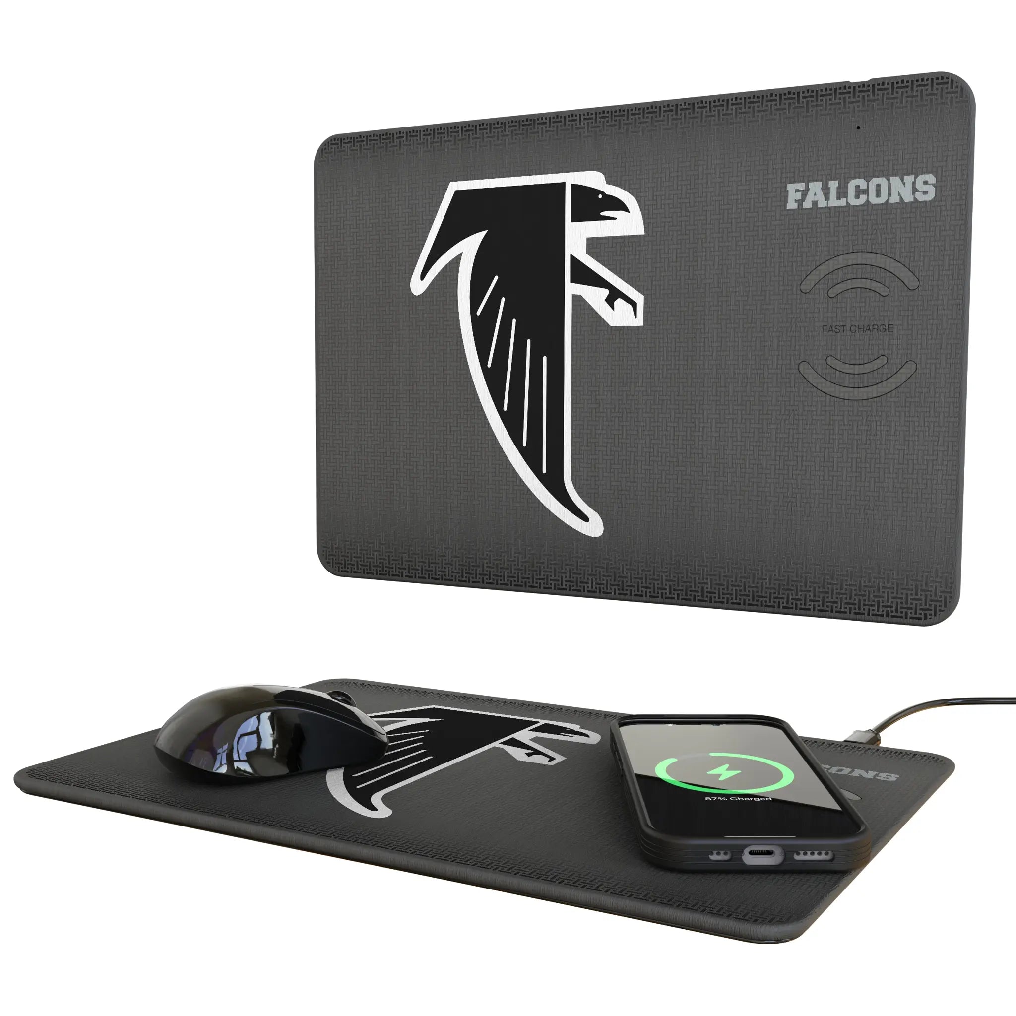 Atlanta Falcons Classic Linen 15-Watt Wireless Charger and Mouse Pad