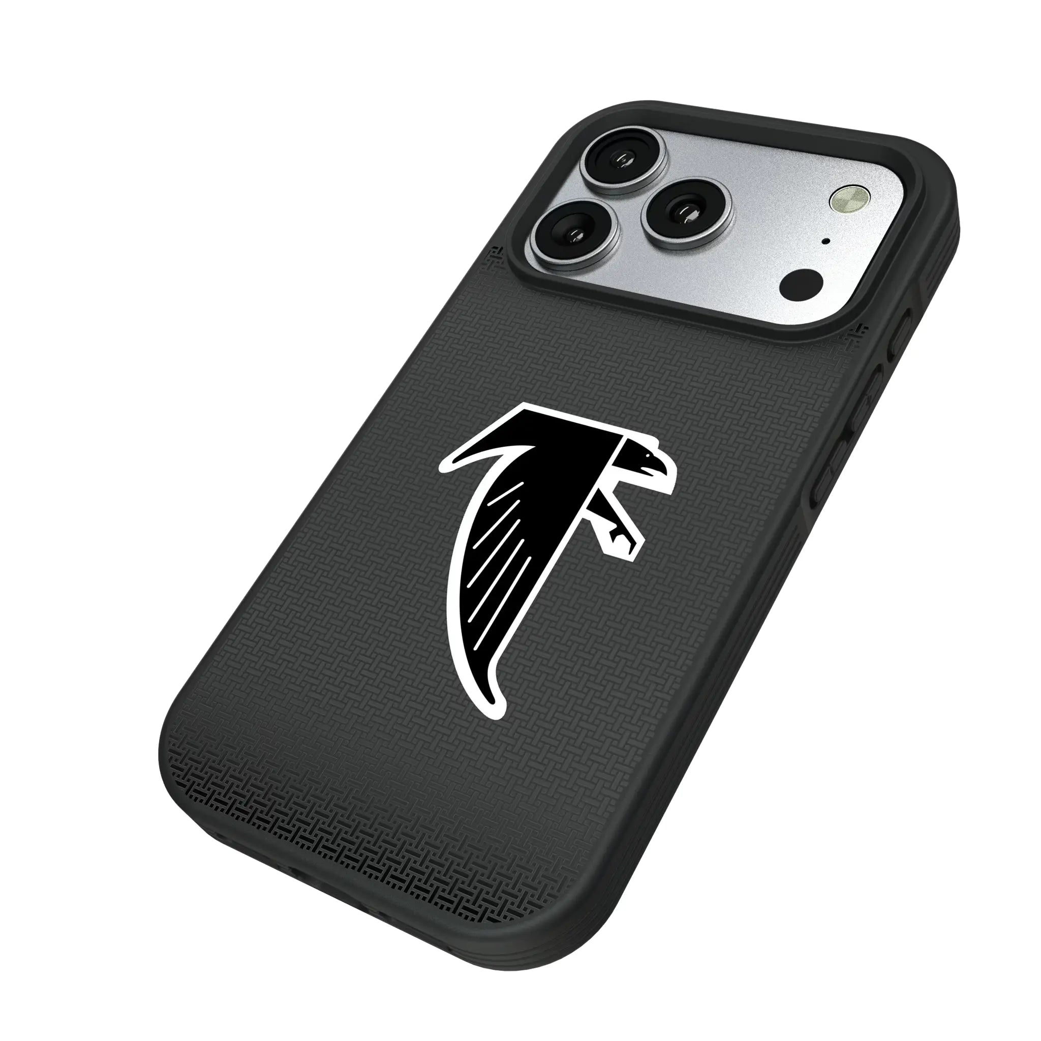 Atlanta Falcons Classic Linen iPhone Bump Phone Case for Apple iPhone - Isometric View#Device_iPhone 17 Pro