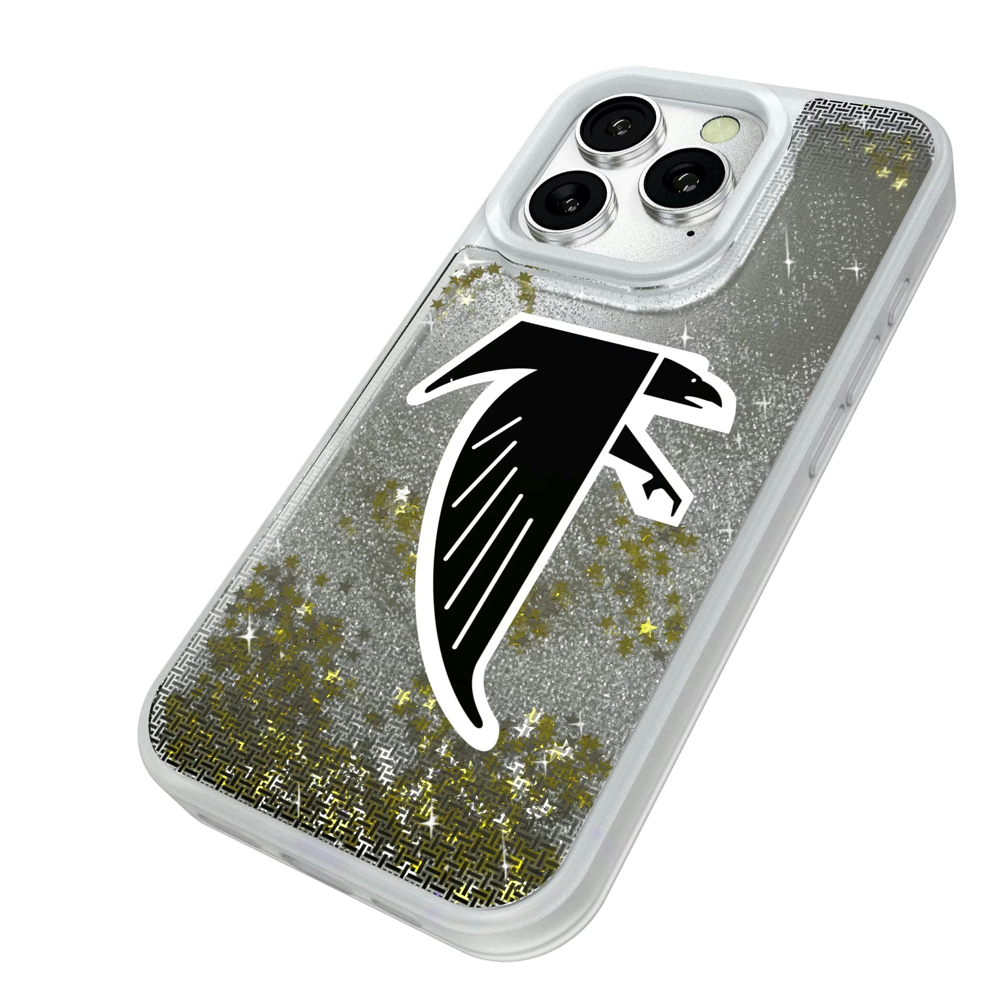 Atlanta Falcons Classic Linen iPhone Glitter Phone Case for Apple iPhone - Isometric View#Device_iPhone 16 Pro
