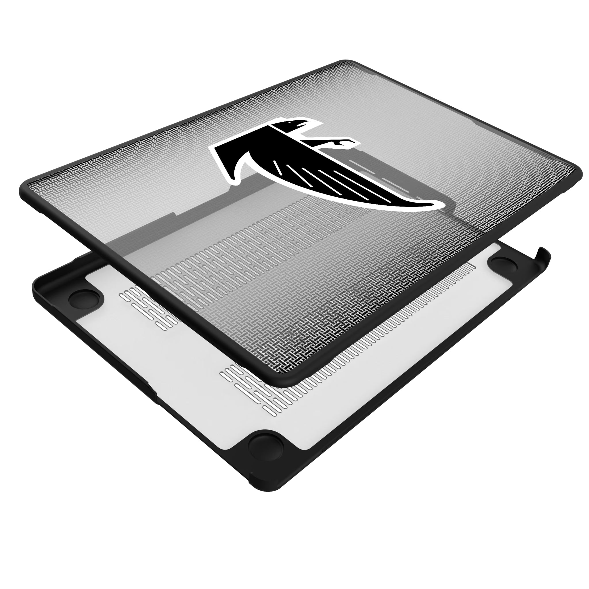 Atlanta Falcons Classic Linen MacBook Laptop Case for Apple MacBook - Isometric View#Device_MacBook Pro (14-inch, 2021) / MacBook Pro (14-inch, 2023) / MacBook Pro (14-inch, 2024)