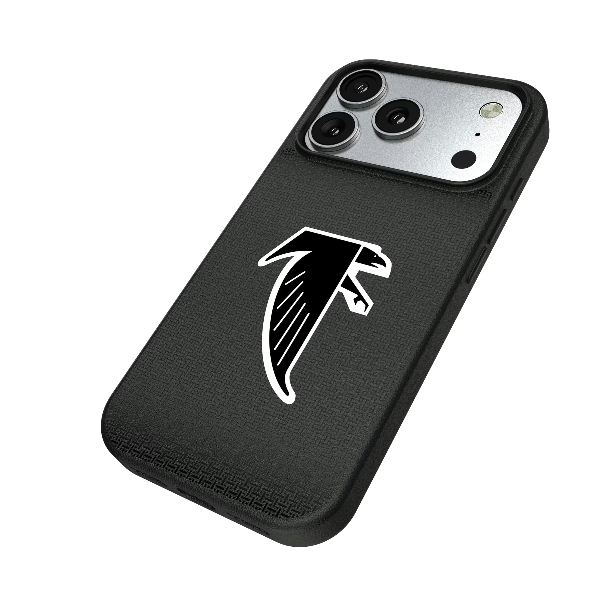 Atlanta Falcons Classic Linen iPhone MagSafe Compatible Phone Case for Apple iPhone - Isometric View#Device_iPhone 17 Pro