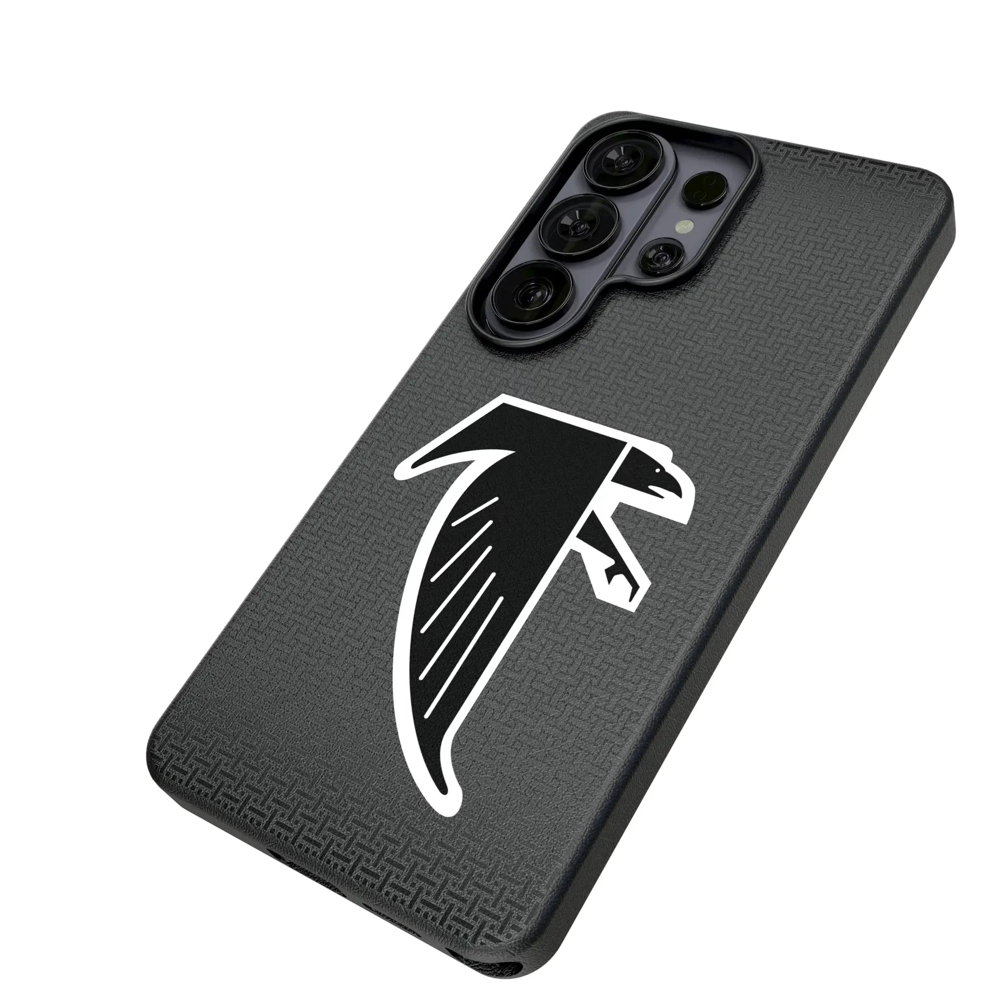 Atlanta Falcons Classic Linen Galaxy MagSafe Compatible Phone Case for Samsung Galaxy - Isometric View#Device_Galaxy S26 Ultra