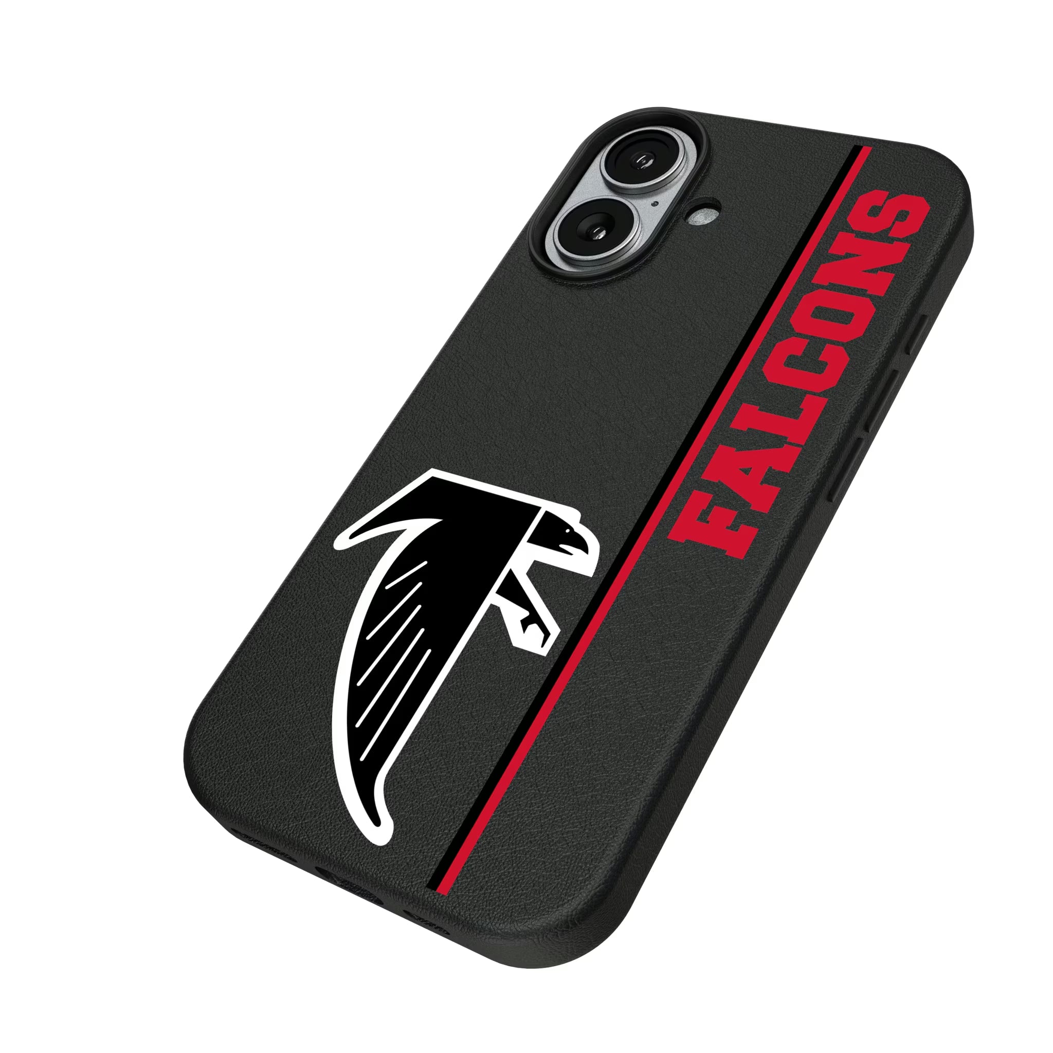 Atlanta Falcons Classic Sidebar iPhone MagSafe Compatible Phone Case for Apple iPhone - Isometric View#Device_iPhone 17