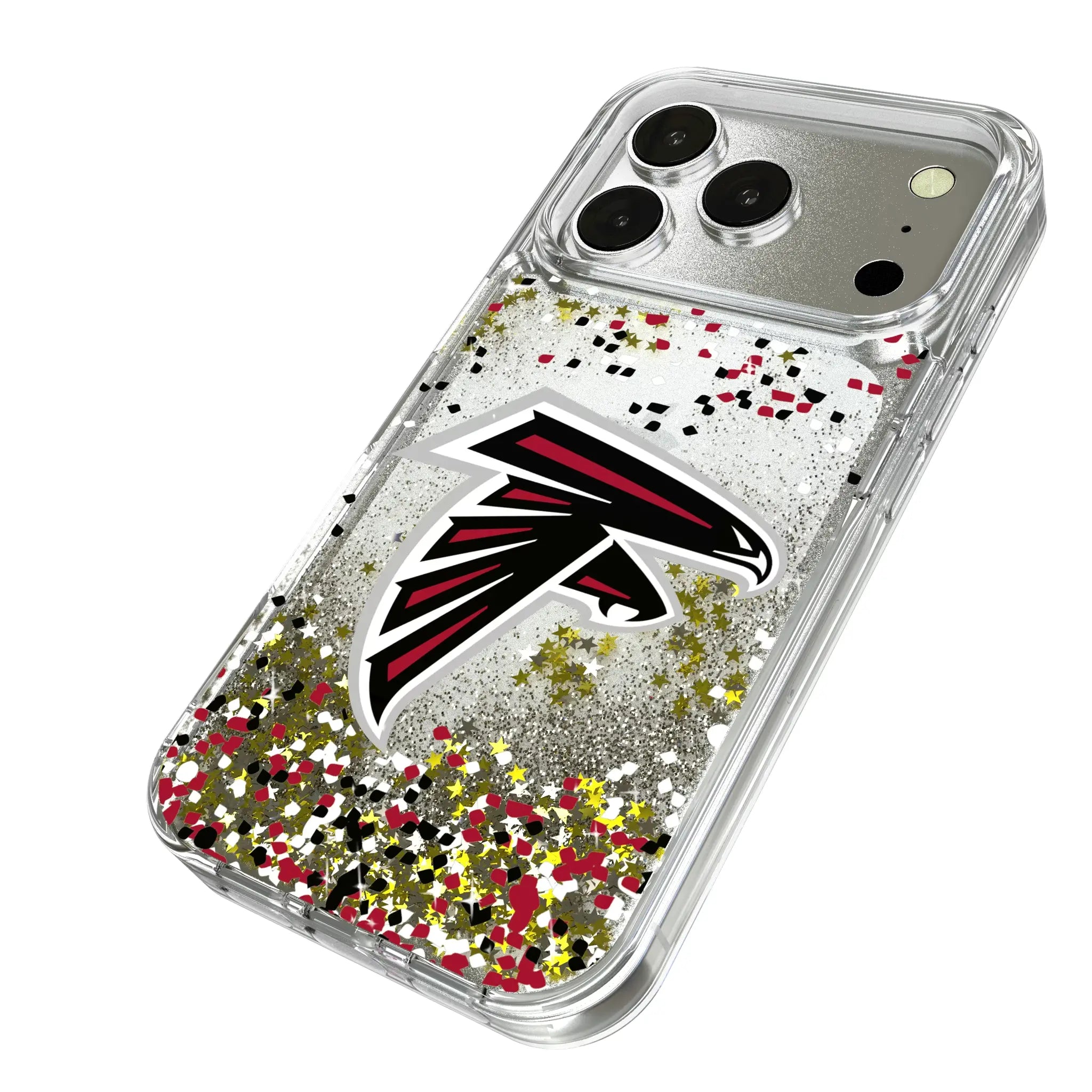 Atlanta Falcons Confetti iPhone Glitter Phone Case for Apple iPhone - Isometric View