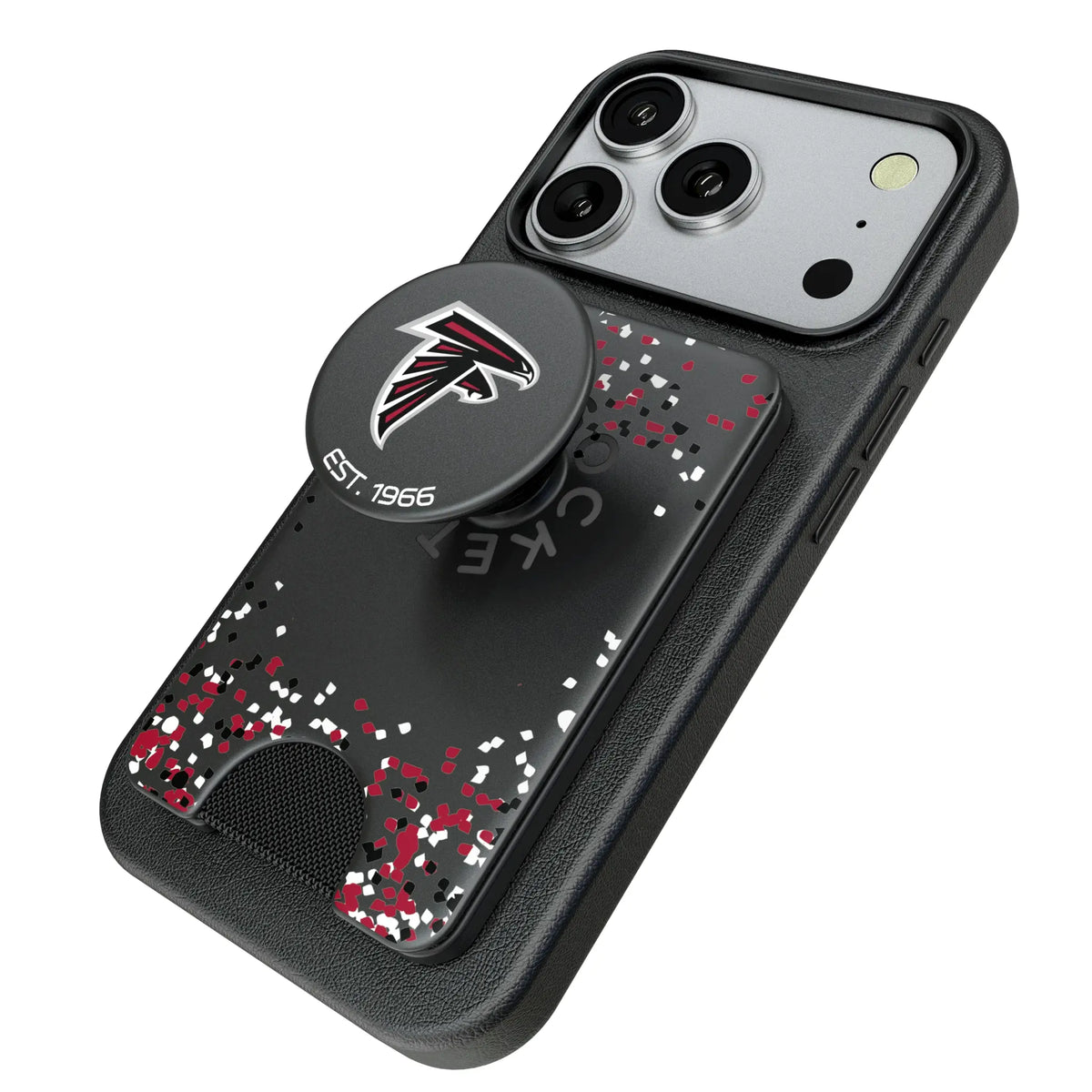 Atlanta Falcons Confetti Popsockets Wallet Magnetic - Isometric View