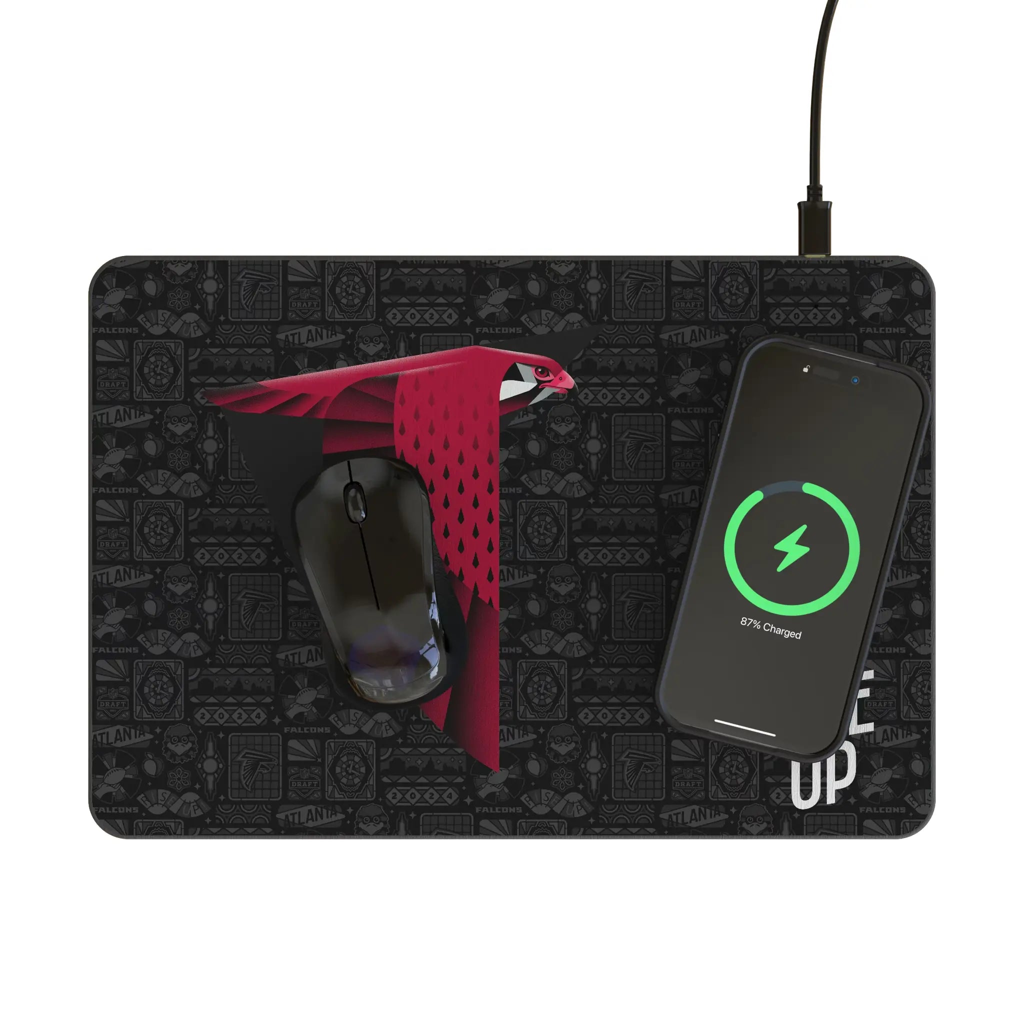 Atlanta Falcons Deco 15-Watt Wireless Charger and Mouse Pad - Lifestyle