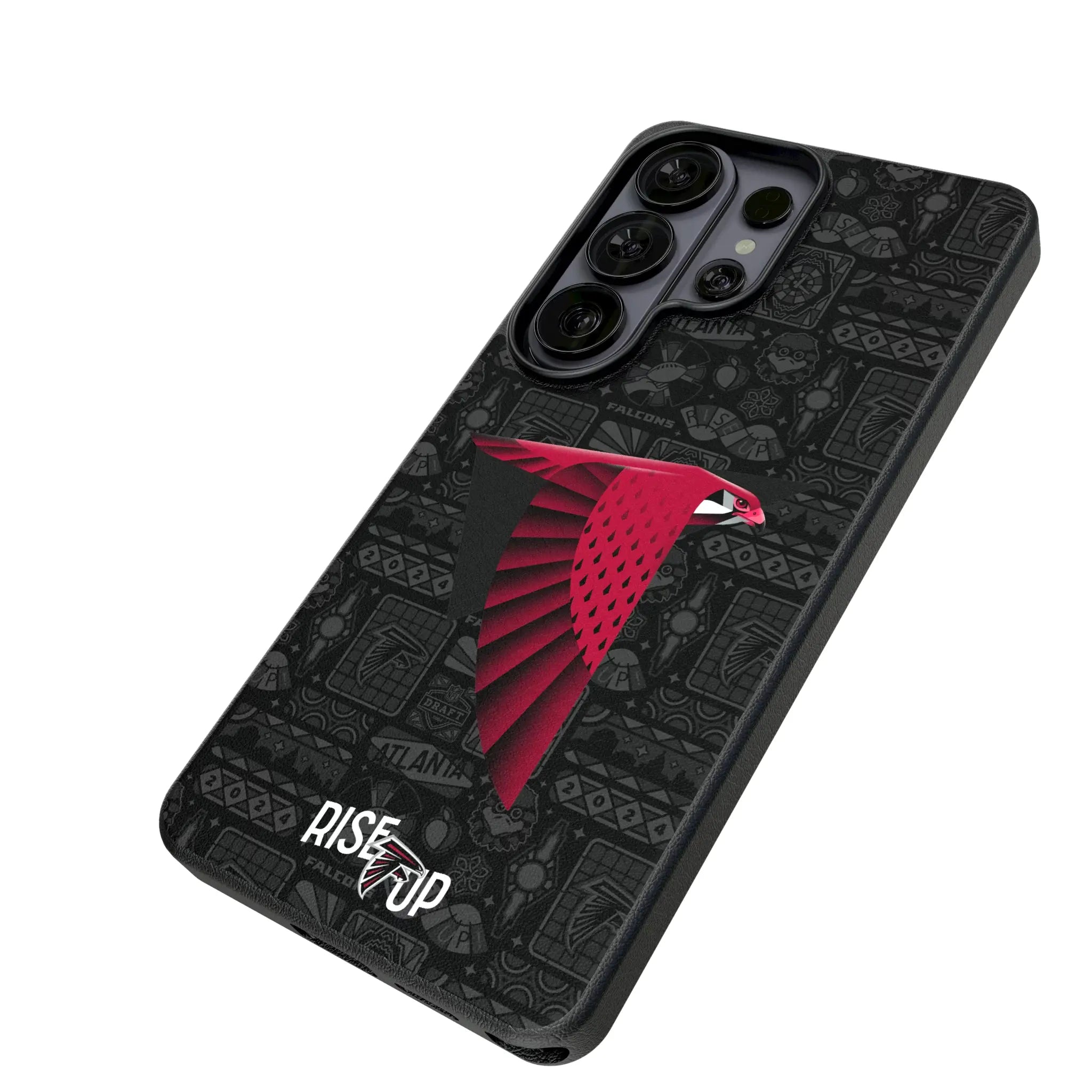 Atlanta Falcons Deco Galaxy MagSafe Compatible Phone Case for Samsung Galaxy - Isometric View#Device_Galaxy S26 Ultra