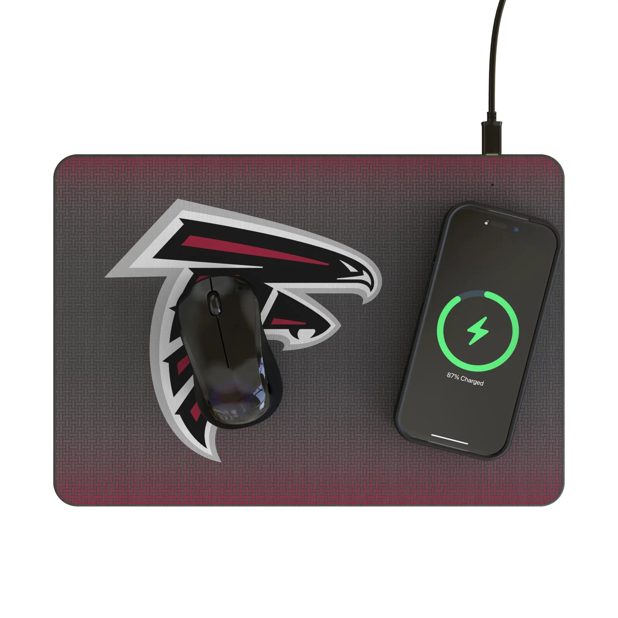 Atlanta Falcons Linen 15-Watt Wireless Charger and Mouse Pad - Lifestyle