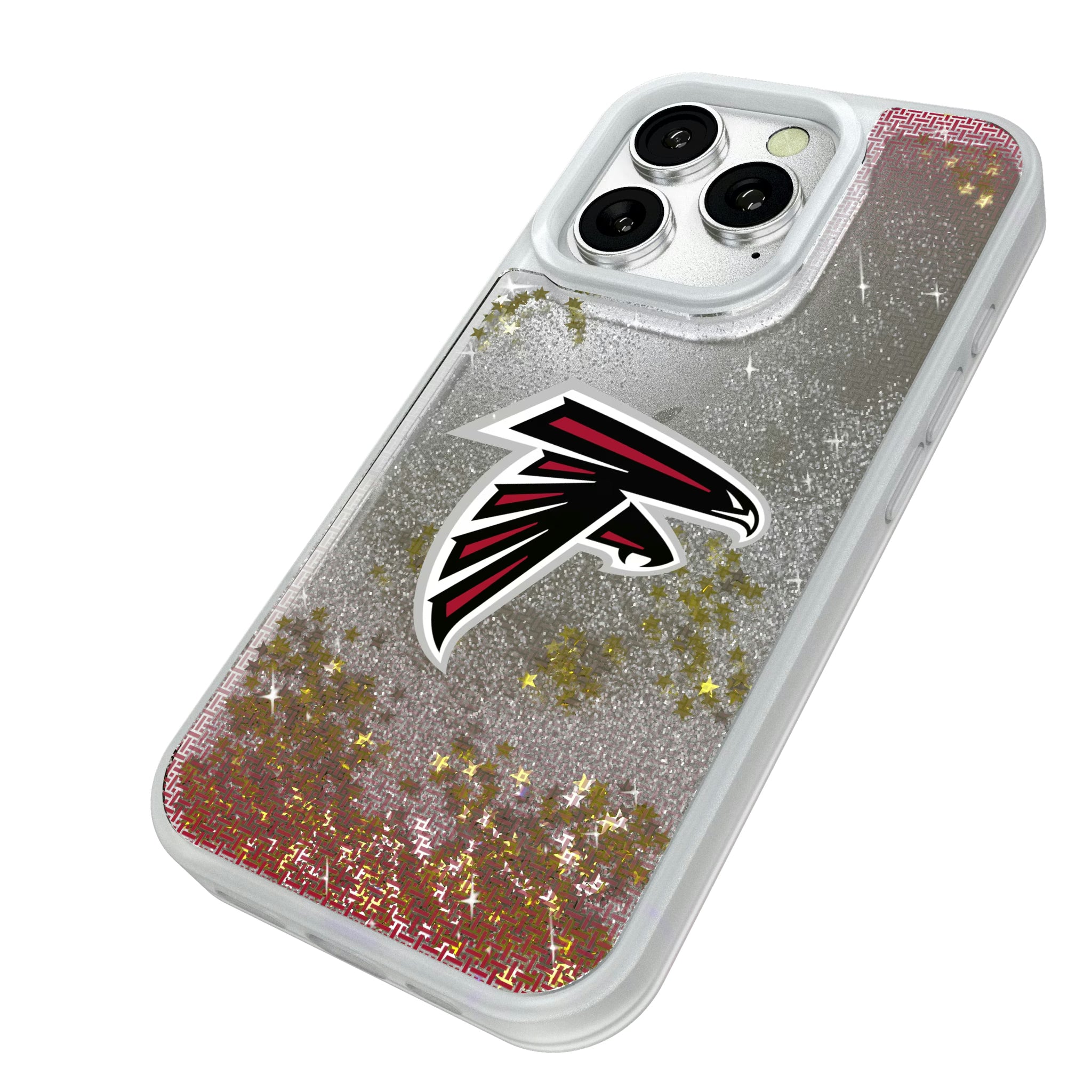 Atlanta Falcons Linen iPhone Glitter Phone Case for Apple iPhone - Isometric View#Device_iPhone 16 Pro