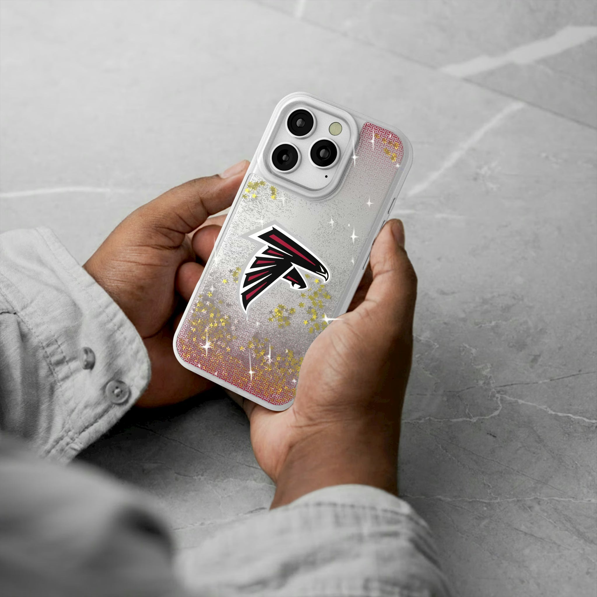 Atlanta Falcons Linen iPhone Glitter Phone Case for Apple iPhone - Lifestyle#Device_iPhone 16 Pro