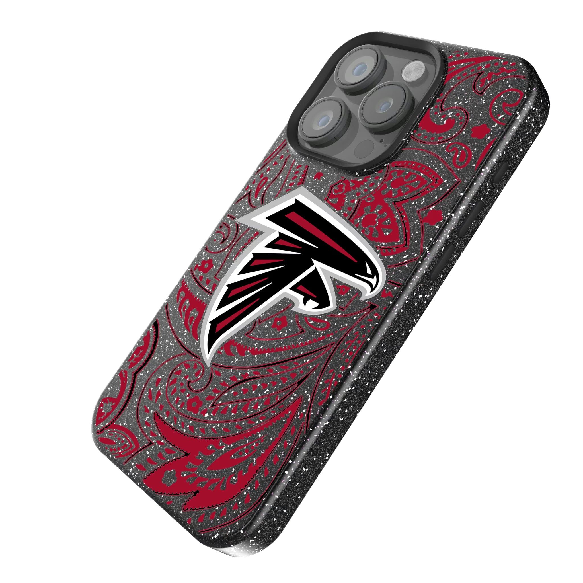 Atlanta Falcons Paisley iPhone Bling Phone Case for Apple iPhone - Isometric View