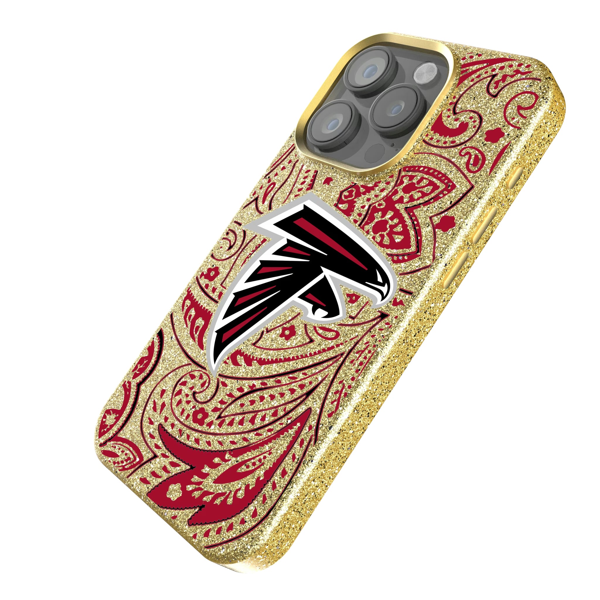 Atlanta Falcons Paisley iPhone Bling Phone Case for Apple iPhone - Isometric View