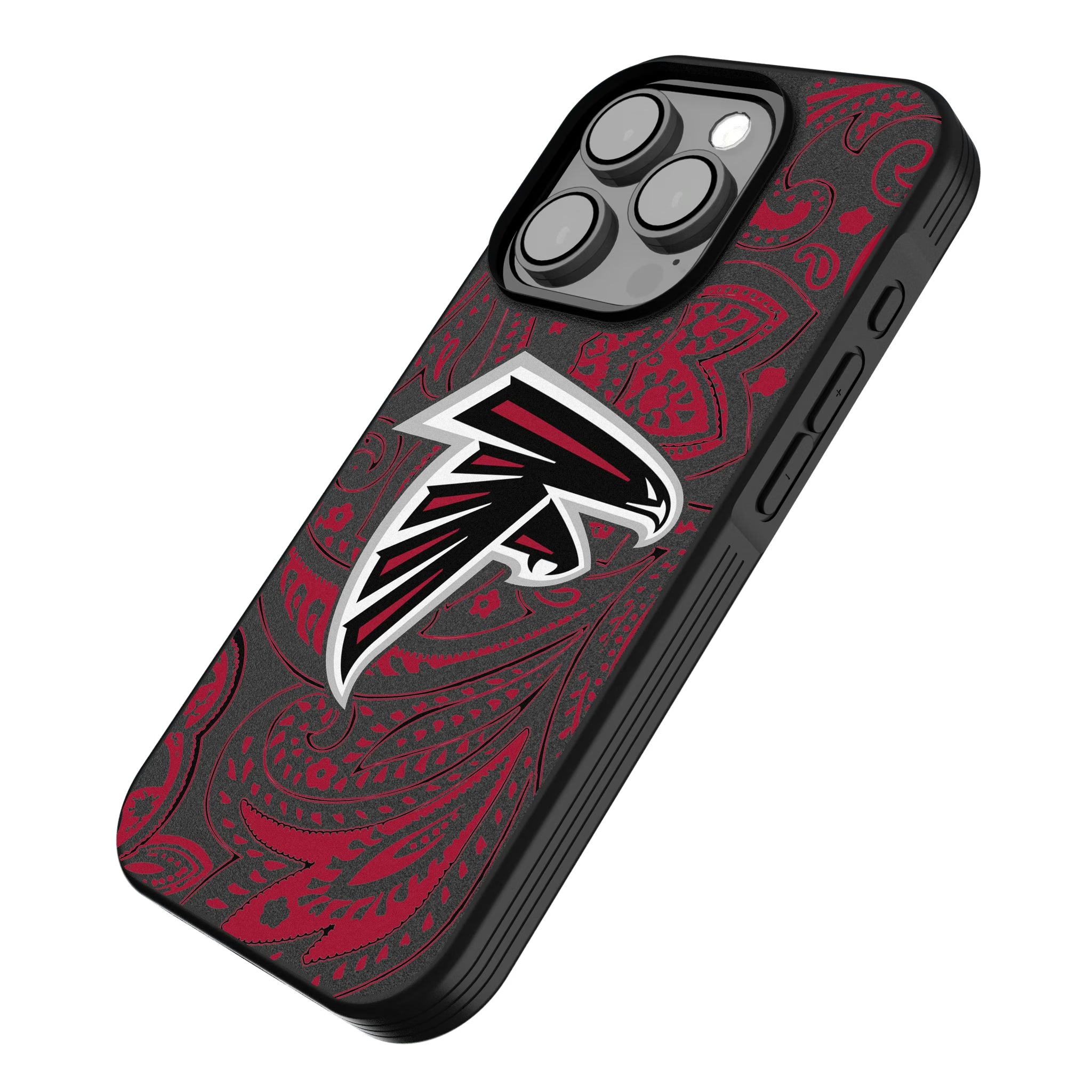 Atlanta Falcons Paisley iPhone Bump Phone Case for Apple iPhone - Isometric View