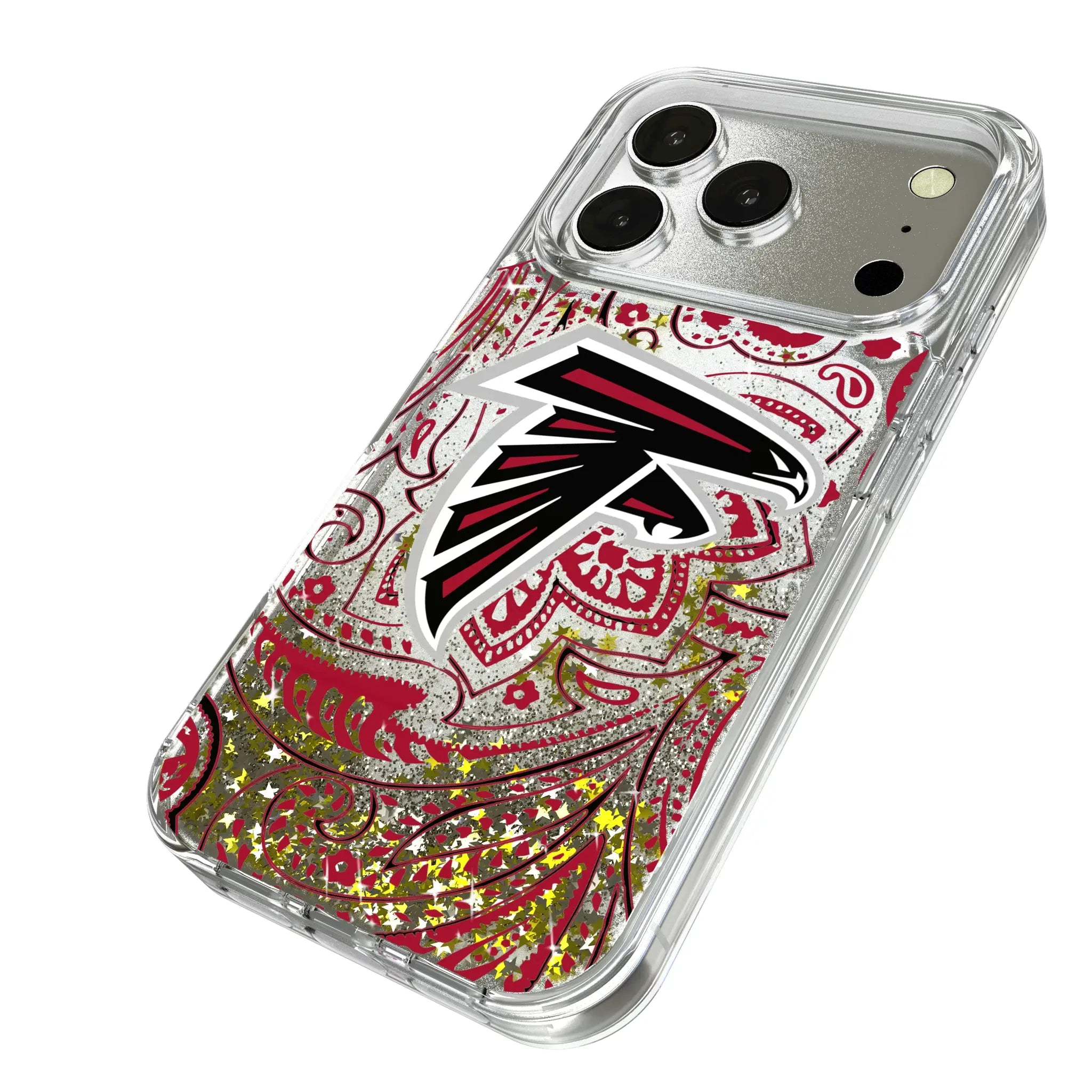 Atlanta Falcons Paisley iPhone Glitter Phone Case for Apple iPhone - Isometric View