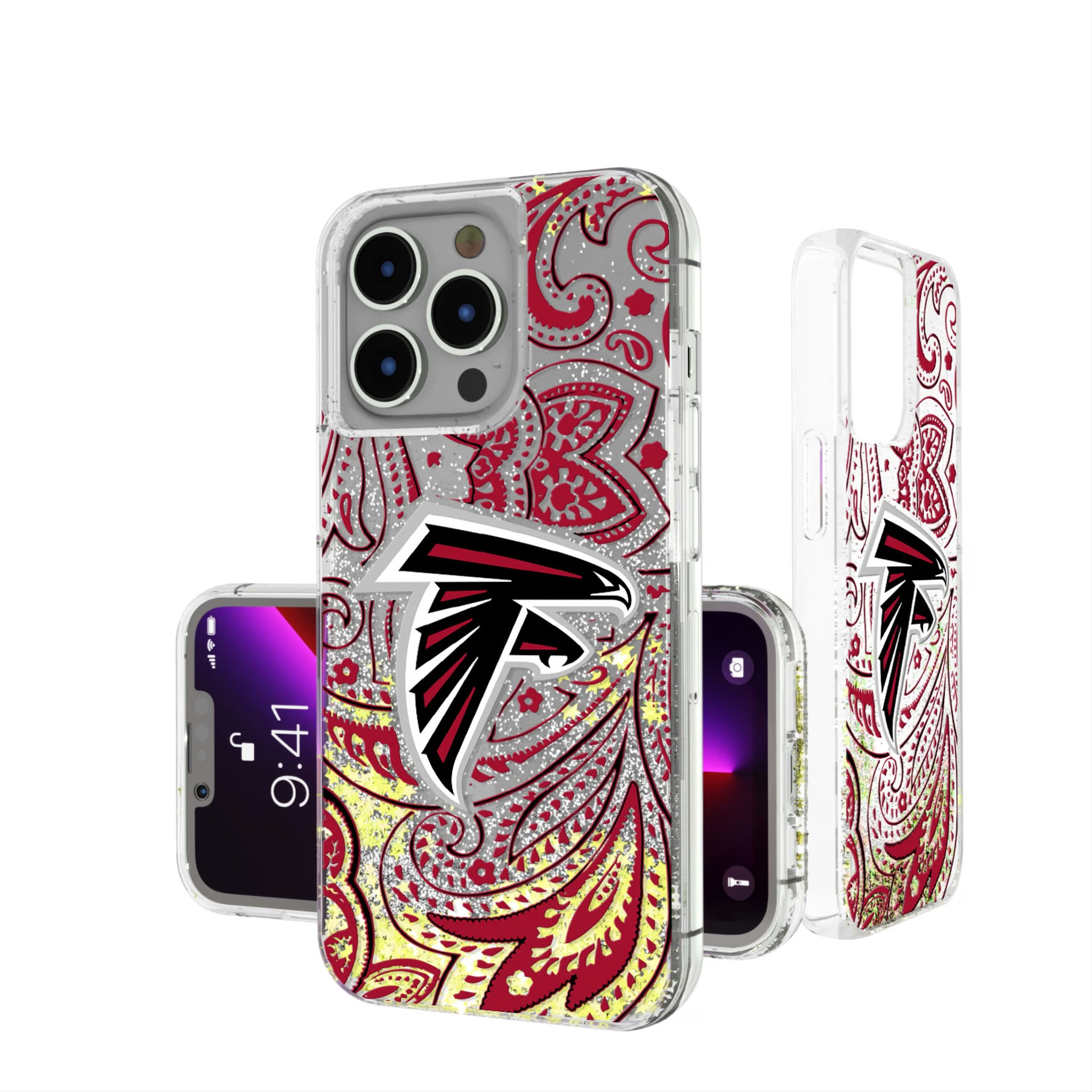 Atlanta Falcons Paisley iPhone Glitter Phone Case for Apple iPhone