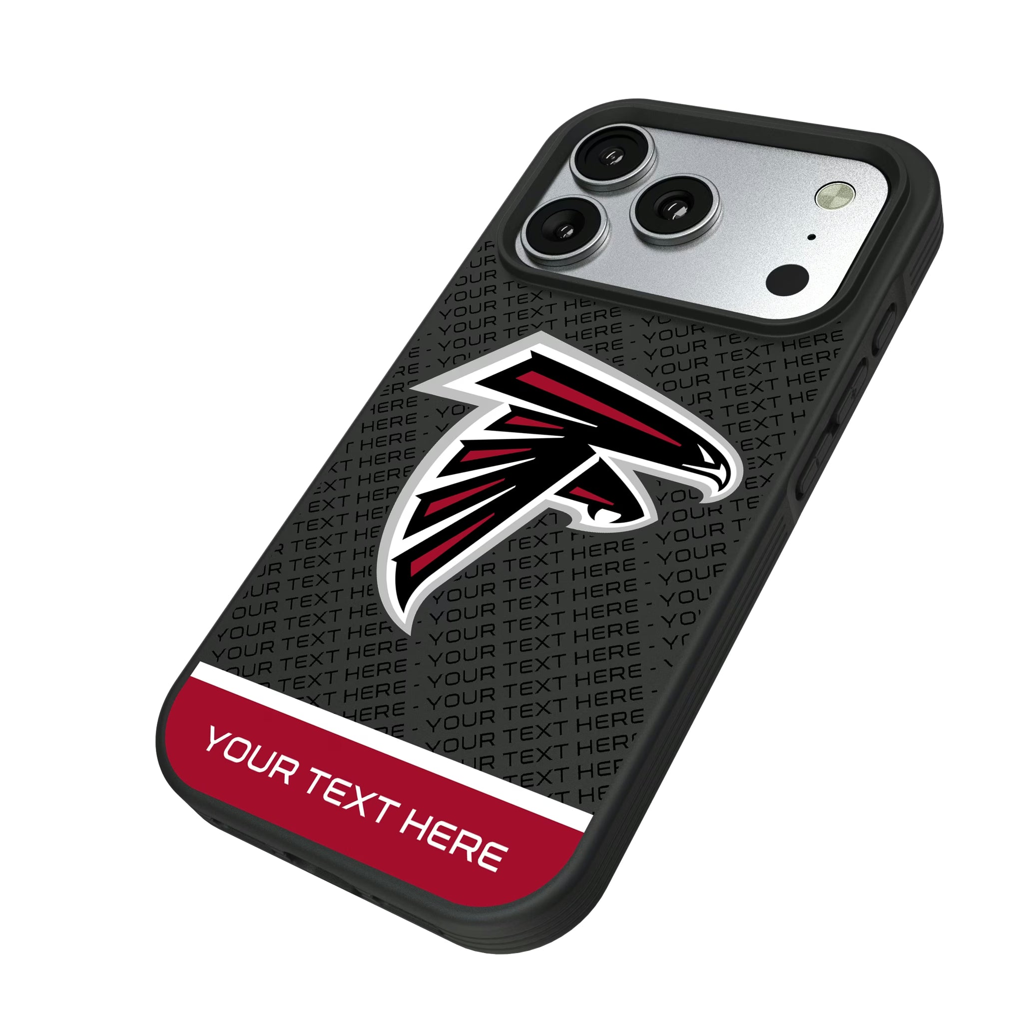 Atlanta Falcons Personalized EndZone Plus iPhone Bump Phone Case for Apple iPhone - Isometric View#Device_iPhone 17 Pro