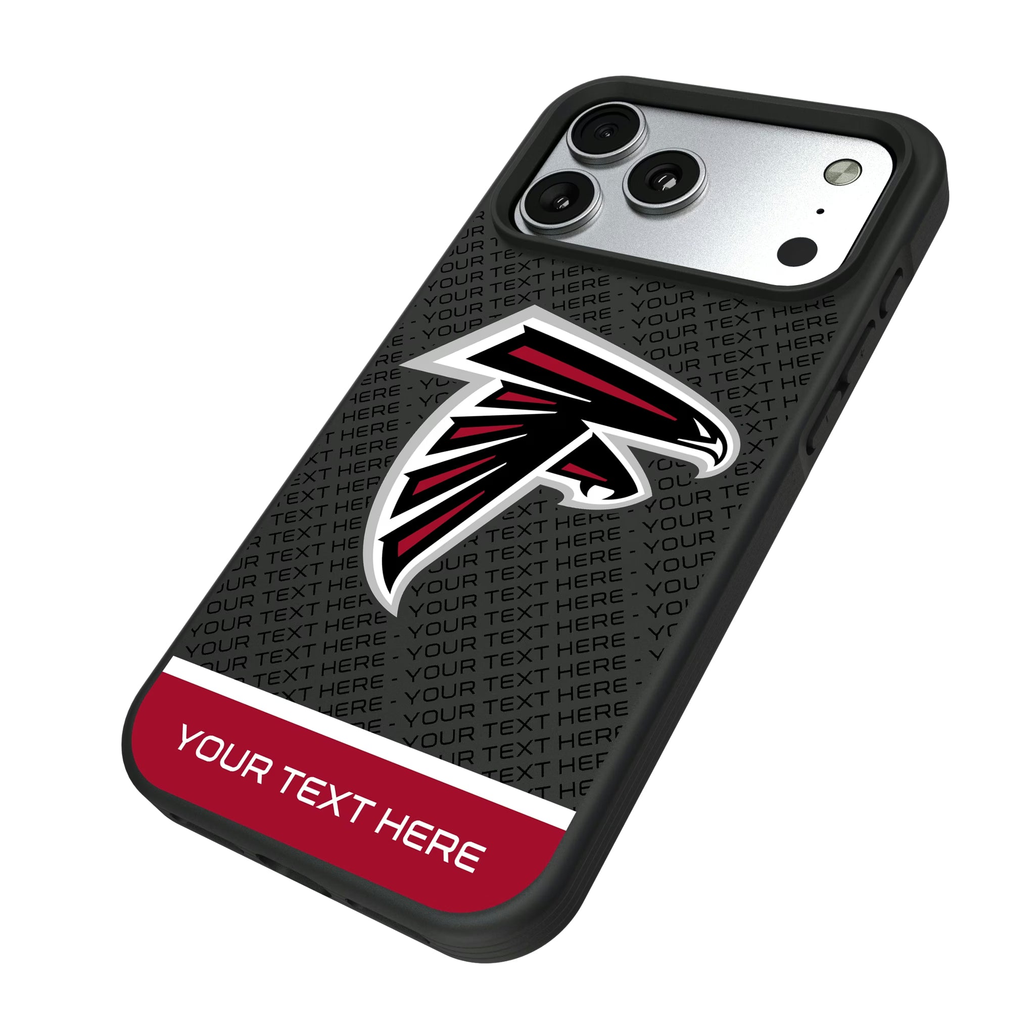 Atlanta Falcons Personalized EndZone Plus iPhone Bump Phone Case for Apple iPhone - Isometric View#Device_iPhone 17 Pro Max