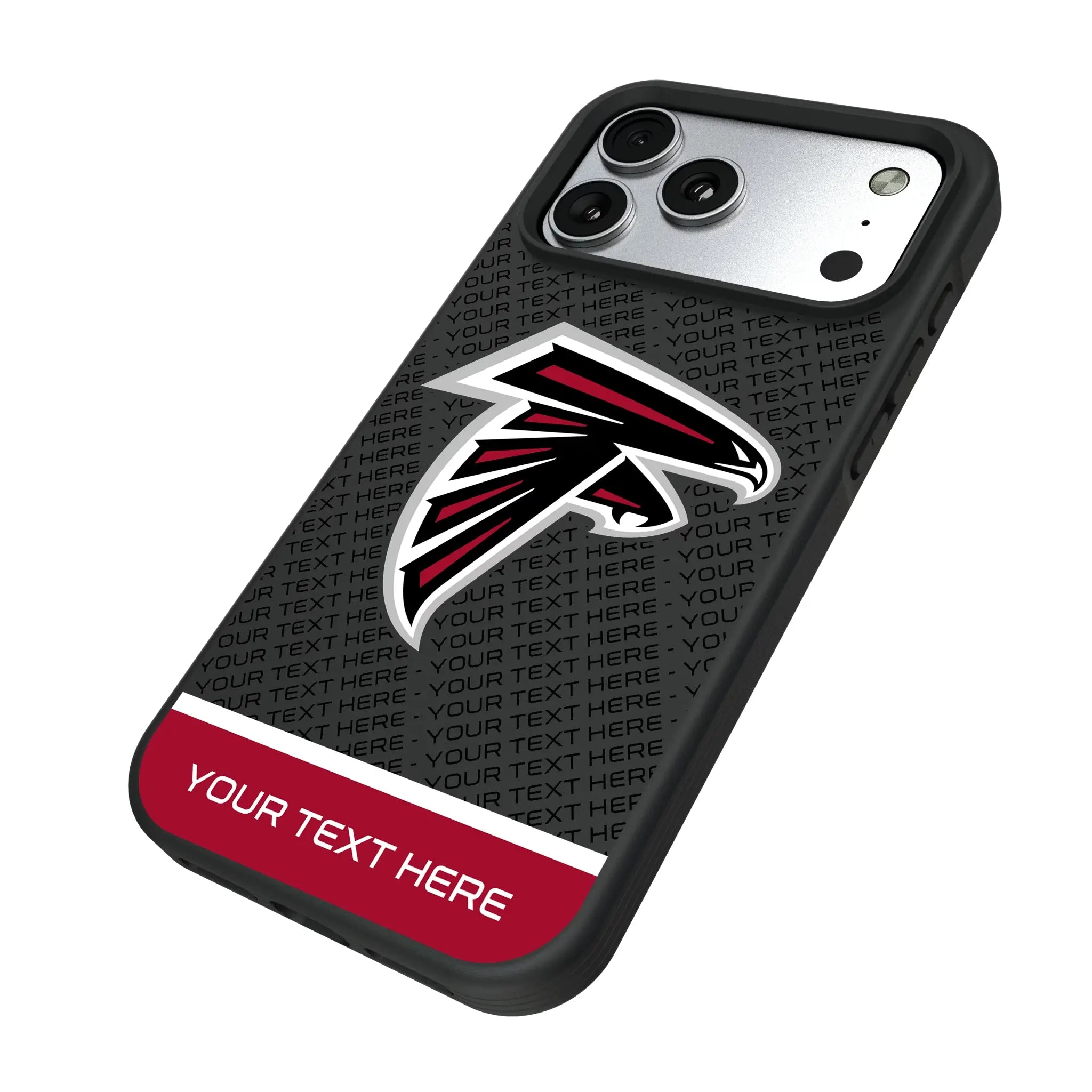 Atlanta Falcons Personalized EndZone Plus iPhone Bump Phone Case for Apple iPhone - Isometric View#Device_iPhone 17 Pro Max