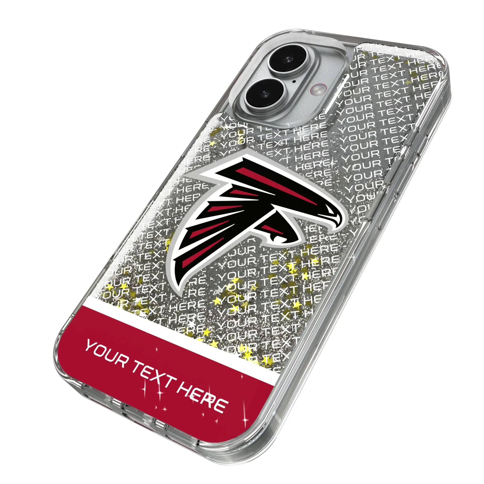 Atlanta Falcons Personalized EndZone Plus iPhone Glitter Phone Case for Apple iPhone - Isometric View