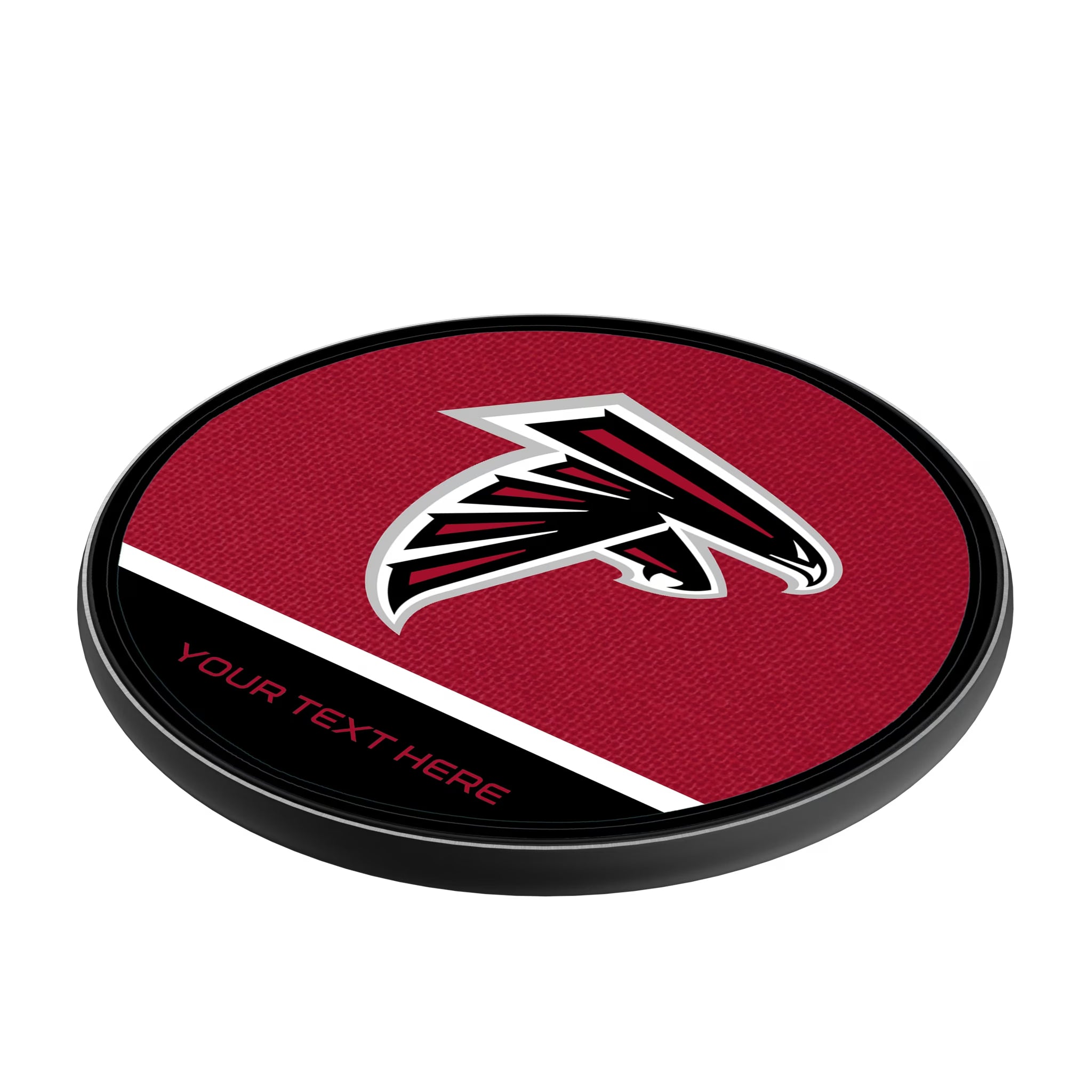 Atlanta Falcons Personalized Endzone Solid 15-Watt Wireless Charger - Isometric View