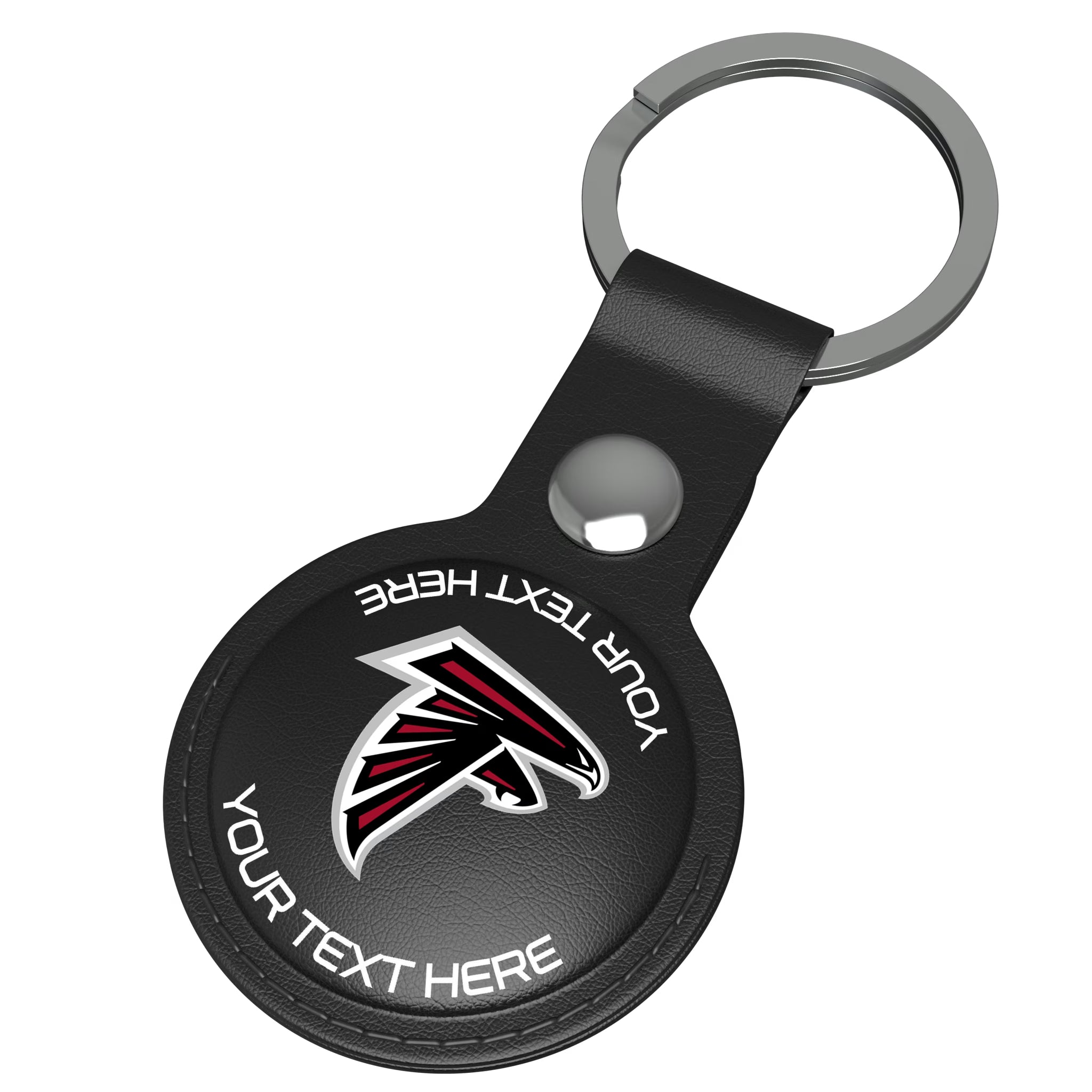 Atlanta Falcons Personalized Insignia AirTag Black Airtag Holder - Isometric View