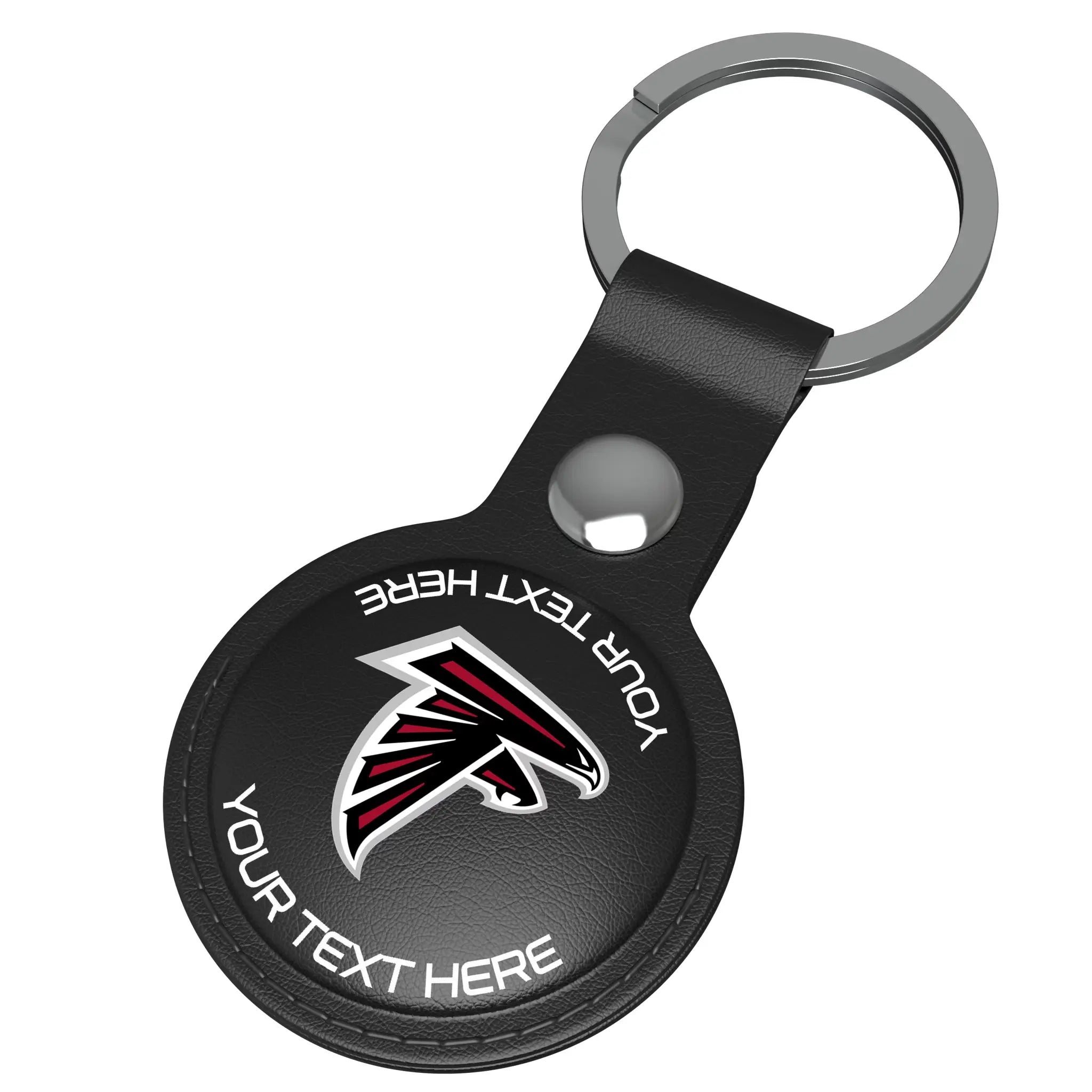 Atlanta Falcons Personalized Insignia AirTag Black Airtag Holder - Isometric View