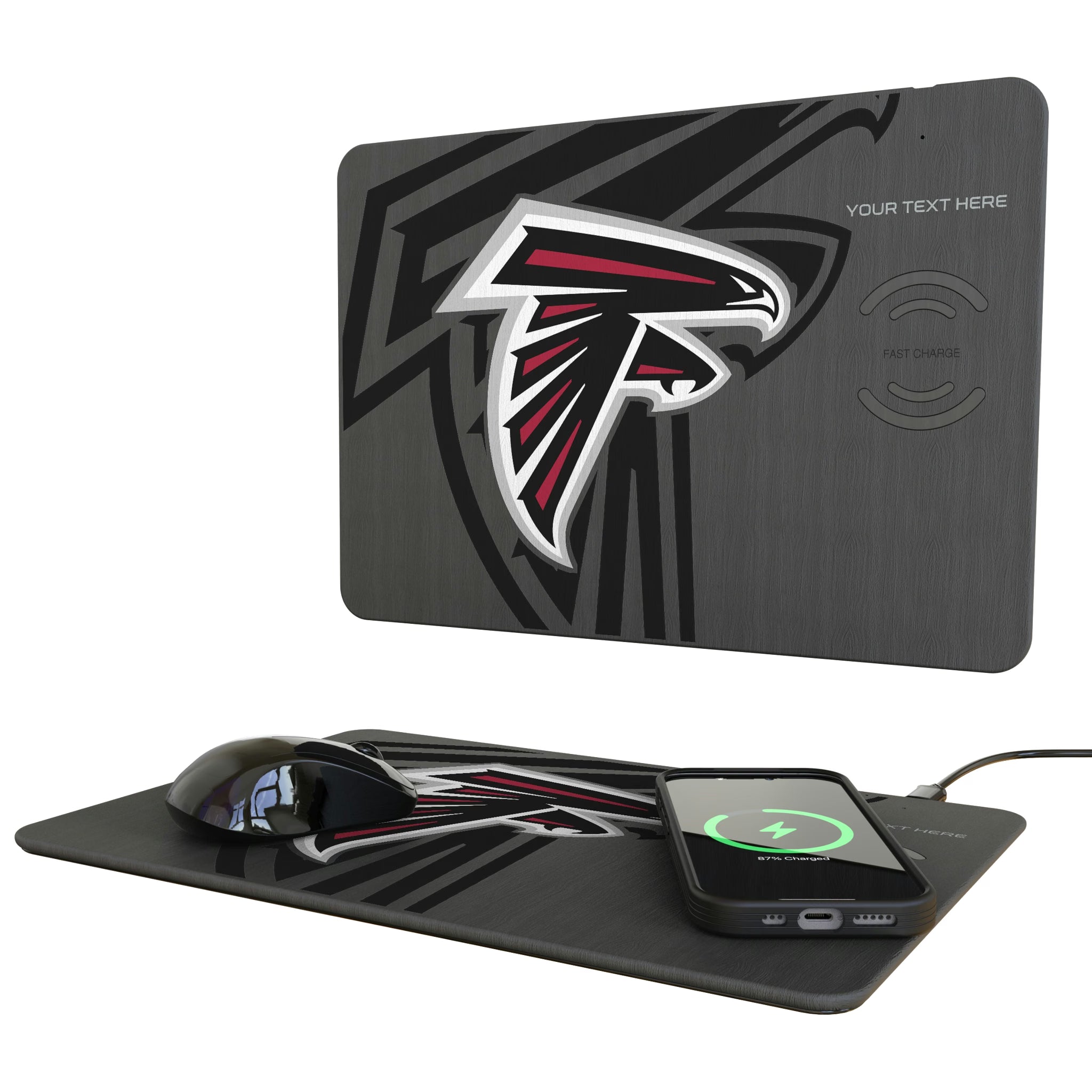 Atlanta Falcons Personalized Tilt 15-Watt Wireless Charger and Mouse Pad