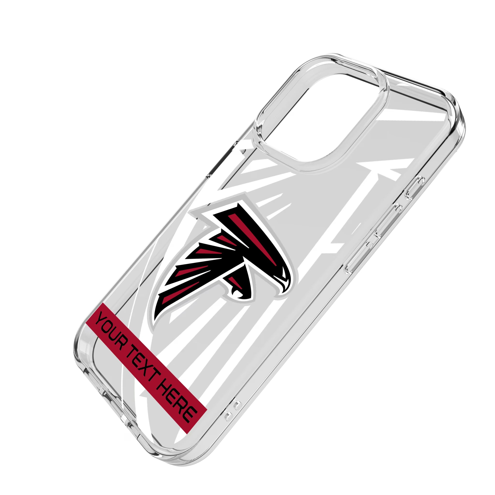 Atlanta Falcons Personalized Tilt iPhone Clear Phone Case for Apple iPhone - Isometric View