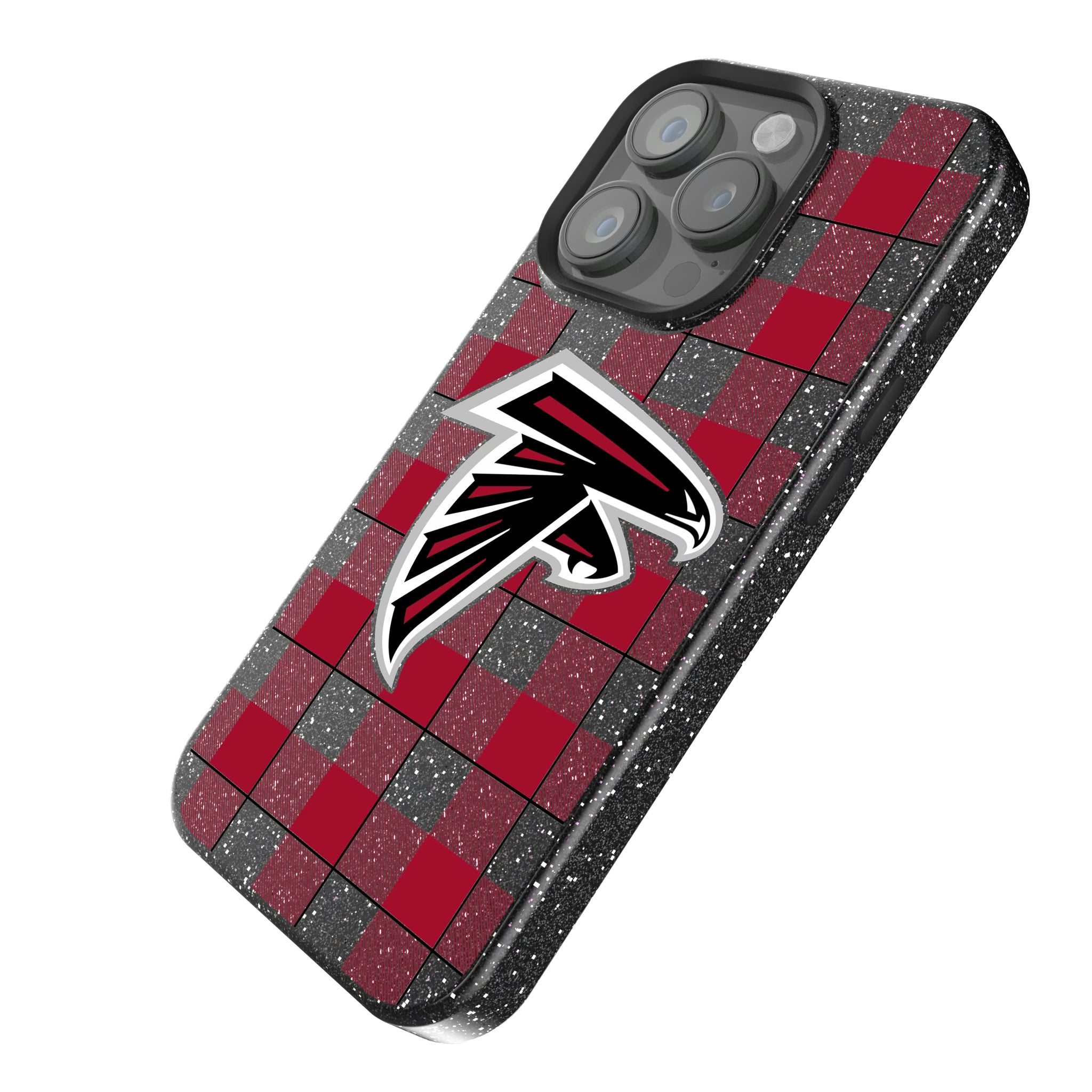 Atlanta Falcons Plaid iPhone Bling Phone Case for Apple iPhone - Isometric View
