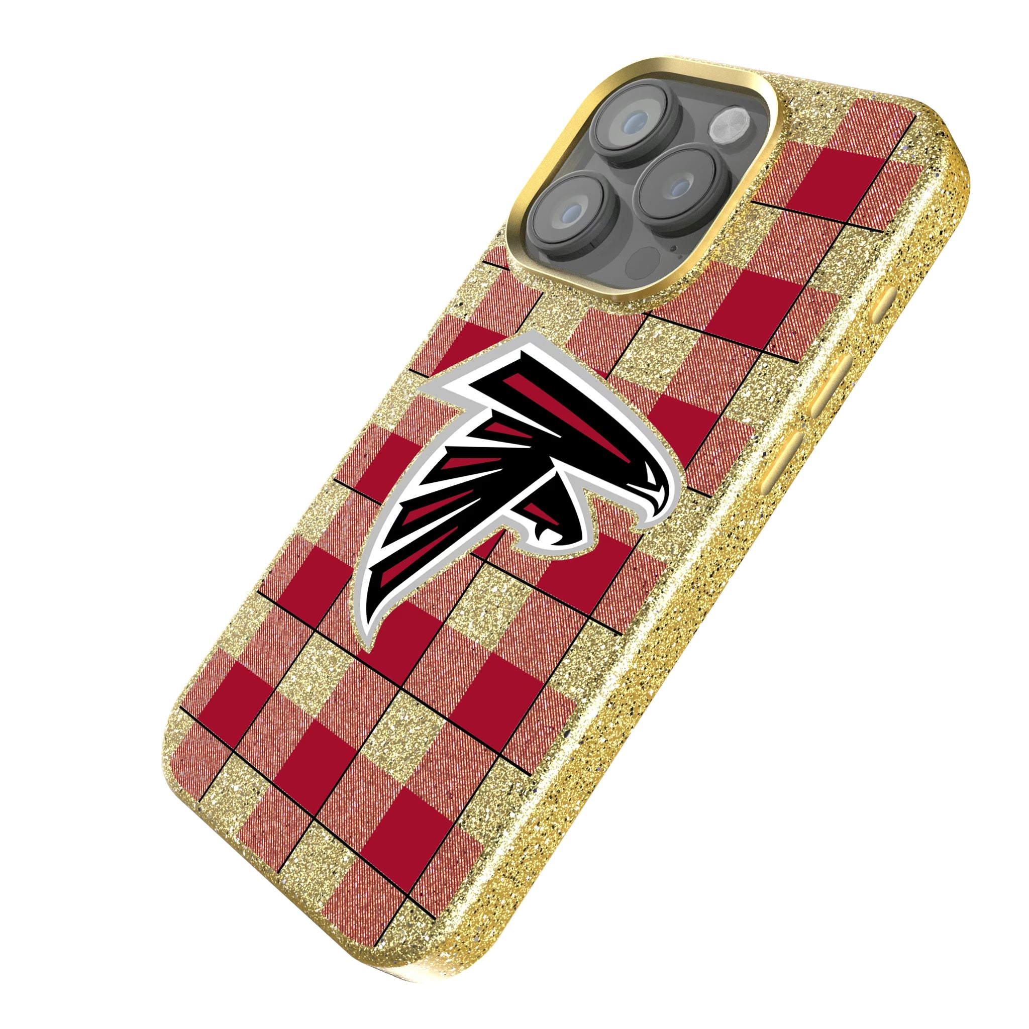 Atlanta Falcons Plaid iPhone Bling Phone Case for Apple iPhone - Isometric View