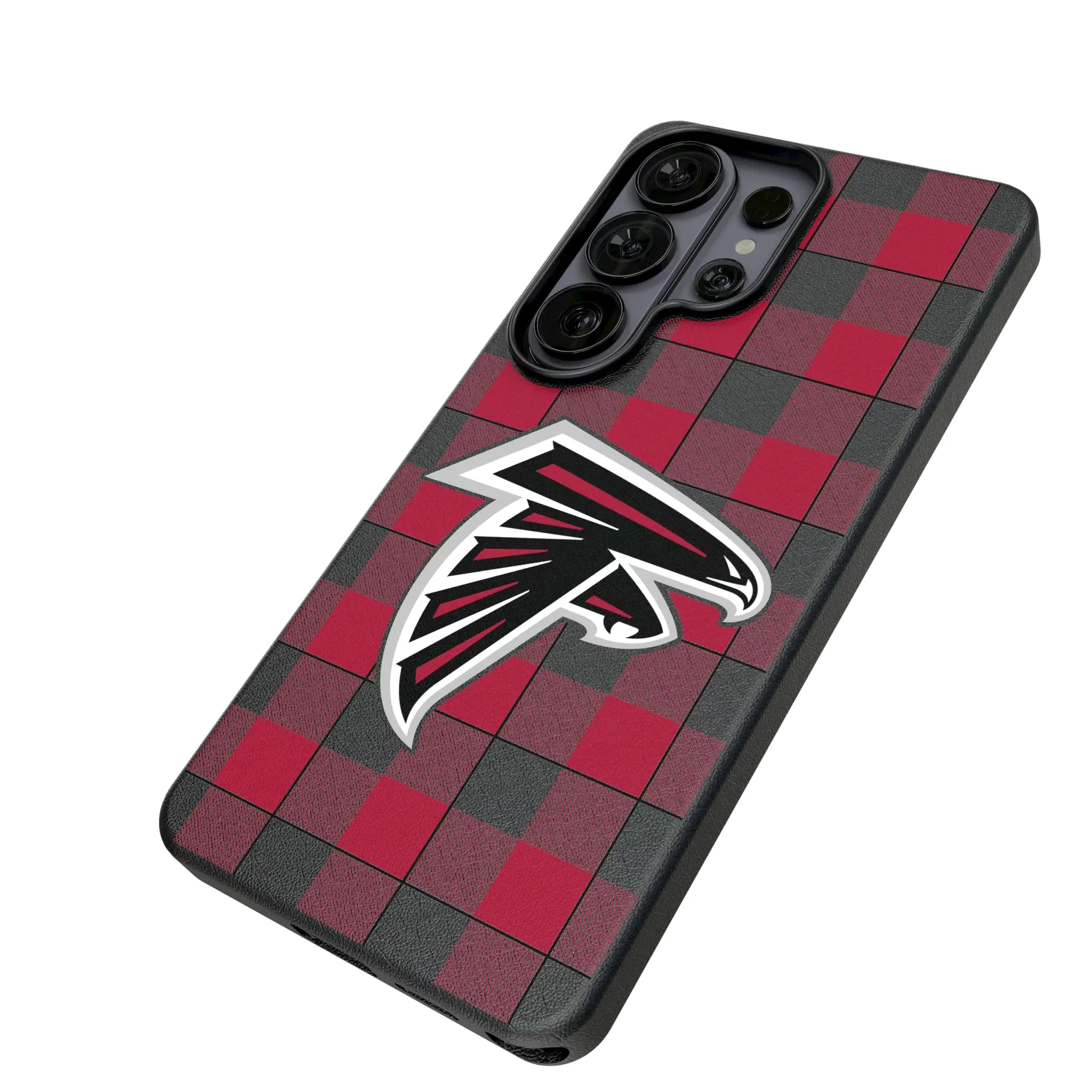 Atlanta Falcons Plaid Galaxy MagSafe Compatible Phone Case for Samsung Galaxy - Isometric View#Device_Galaxy S26 Ultra