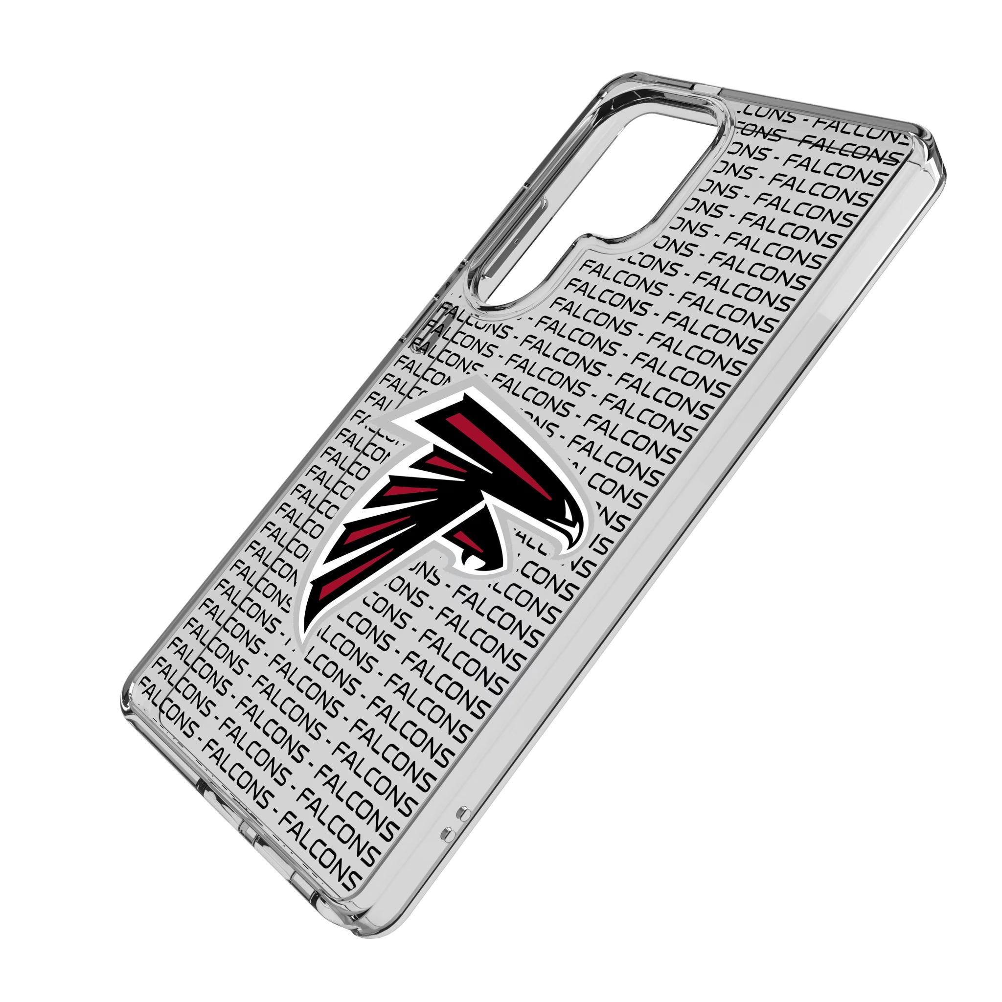 Atlanta Falcons Text Backdrop Galaxy Clear Phone Case for Samsung Galaxy - Isometric View