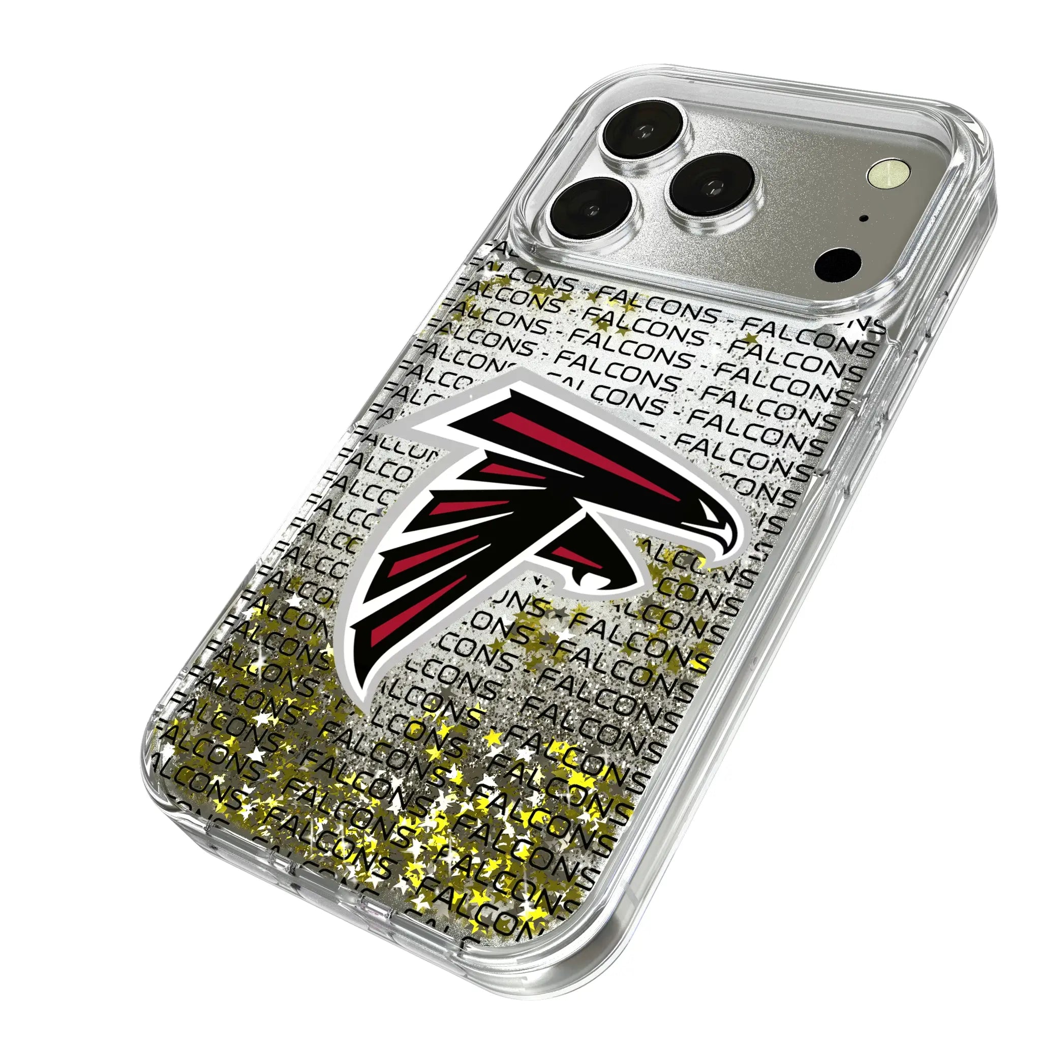 Atlanta Falcons Text Backdrop iPhone Glitter Phone Case for Apple iPhone - Isometric View
