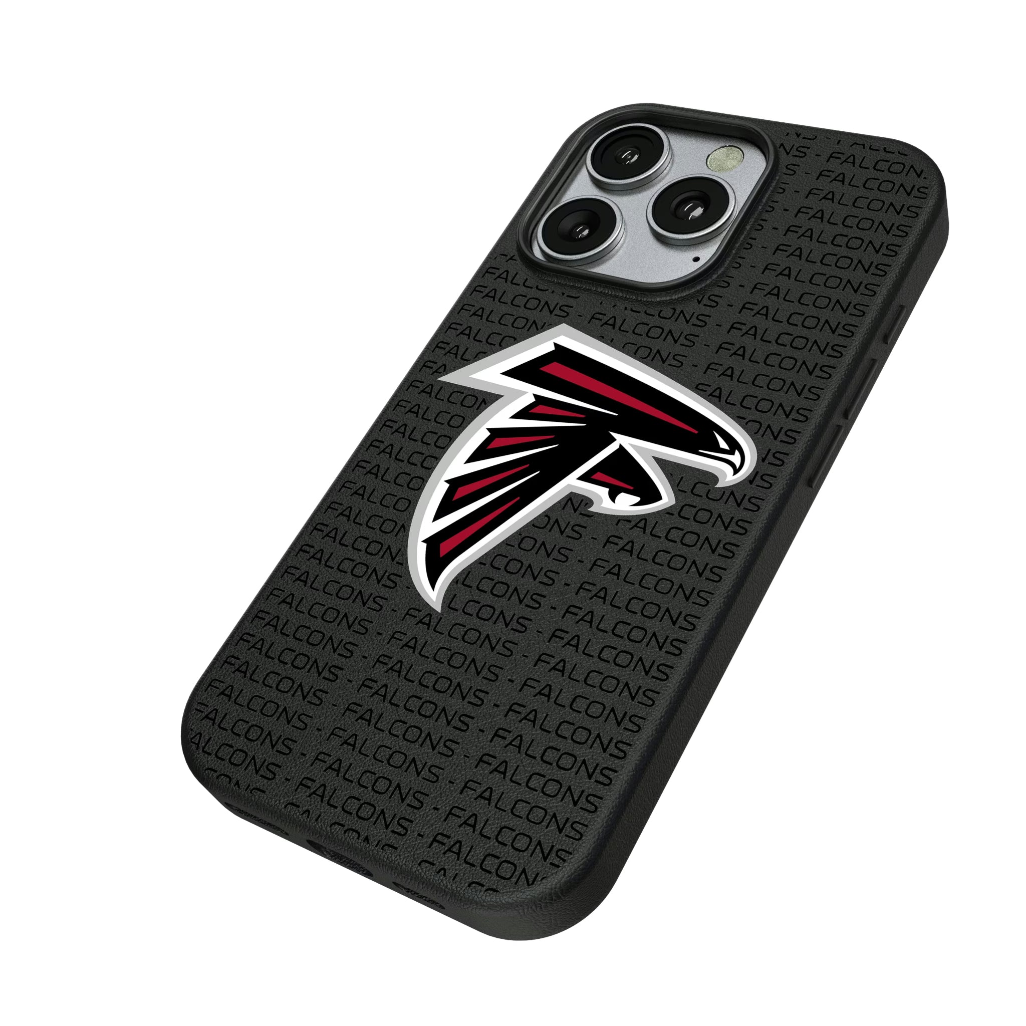 Atlanta Falcons Text Backdrop iPhone MagSafe Compatible Phone Case for Apple iPhone - Isometric View