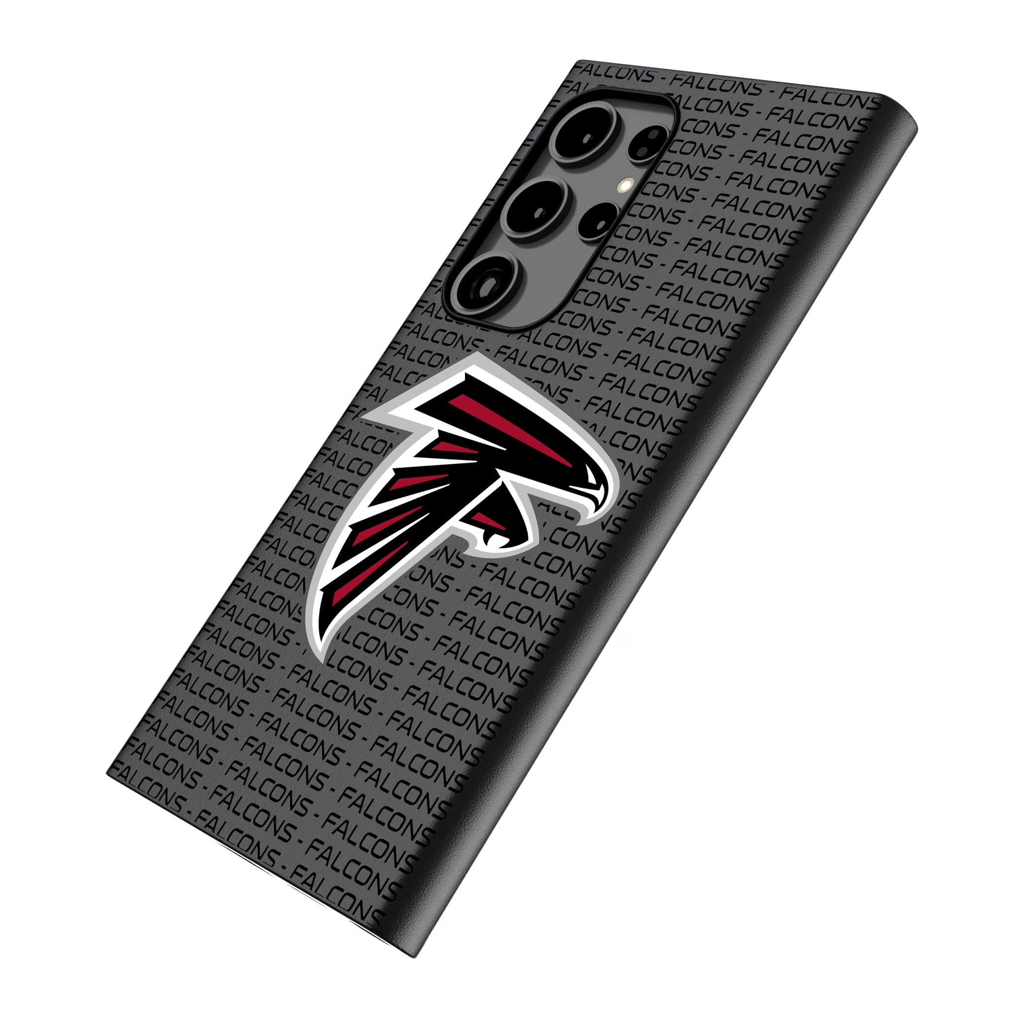 Atlanta Falcons Text Backdrop Galaxy MagSafe Compatible Phone Case for Samsung Galaxy - Isometric View