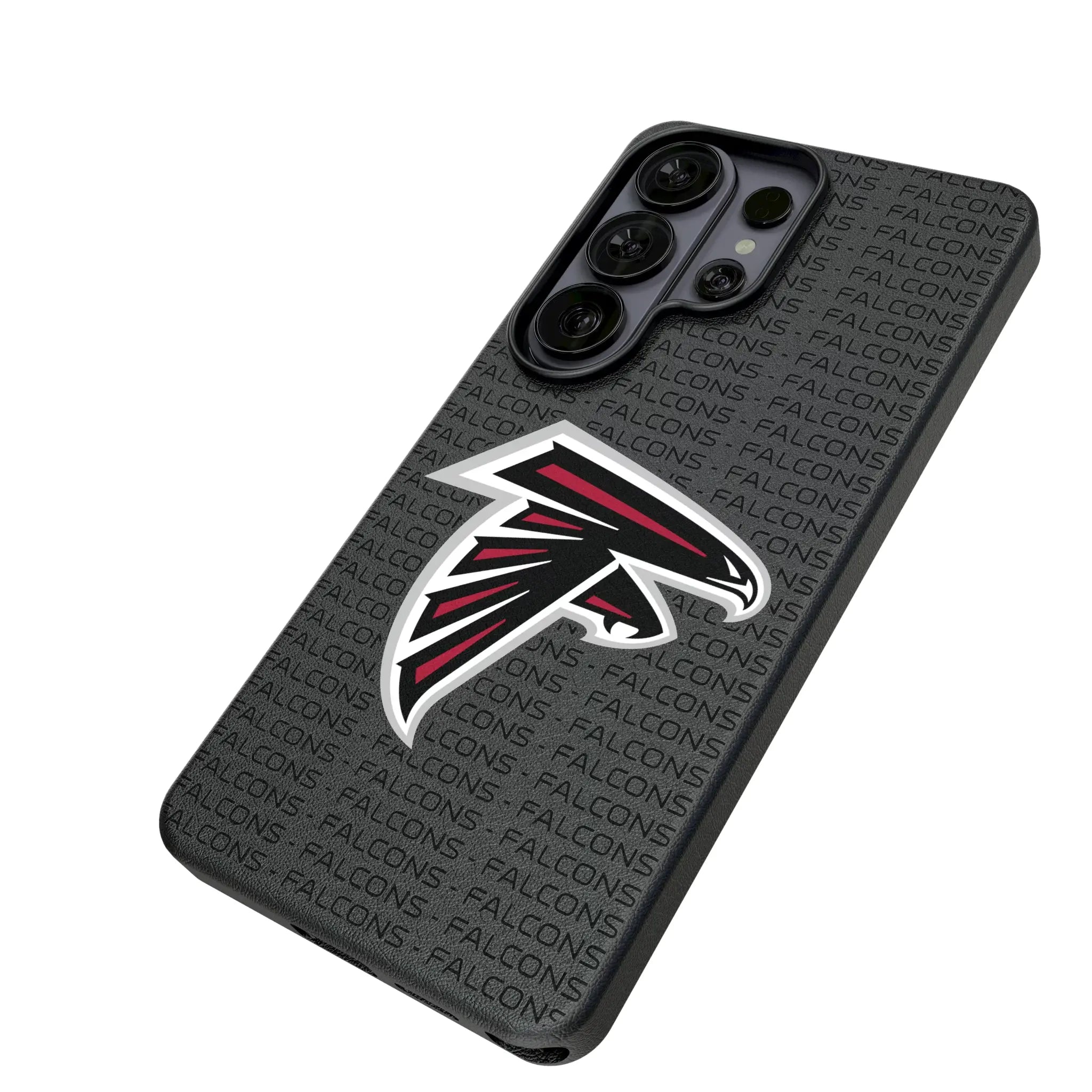 Atlanta Falcons Text Backdrop Galaxy MagSafe Compatible Phone Case for Samsung Galaxy - Isometric View#Device_Galaxy S26 Ultra