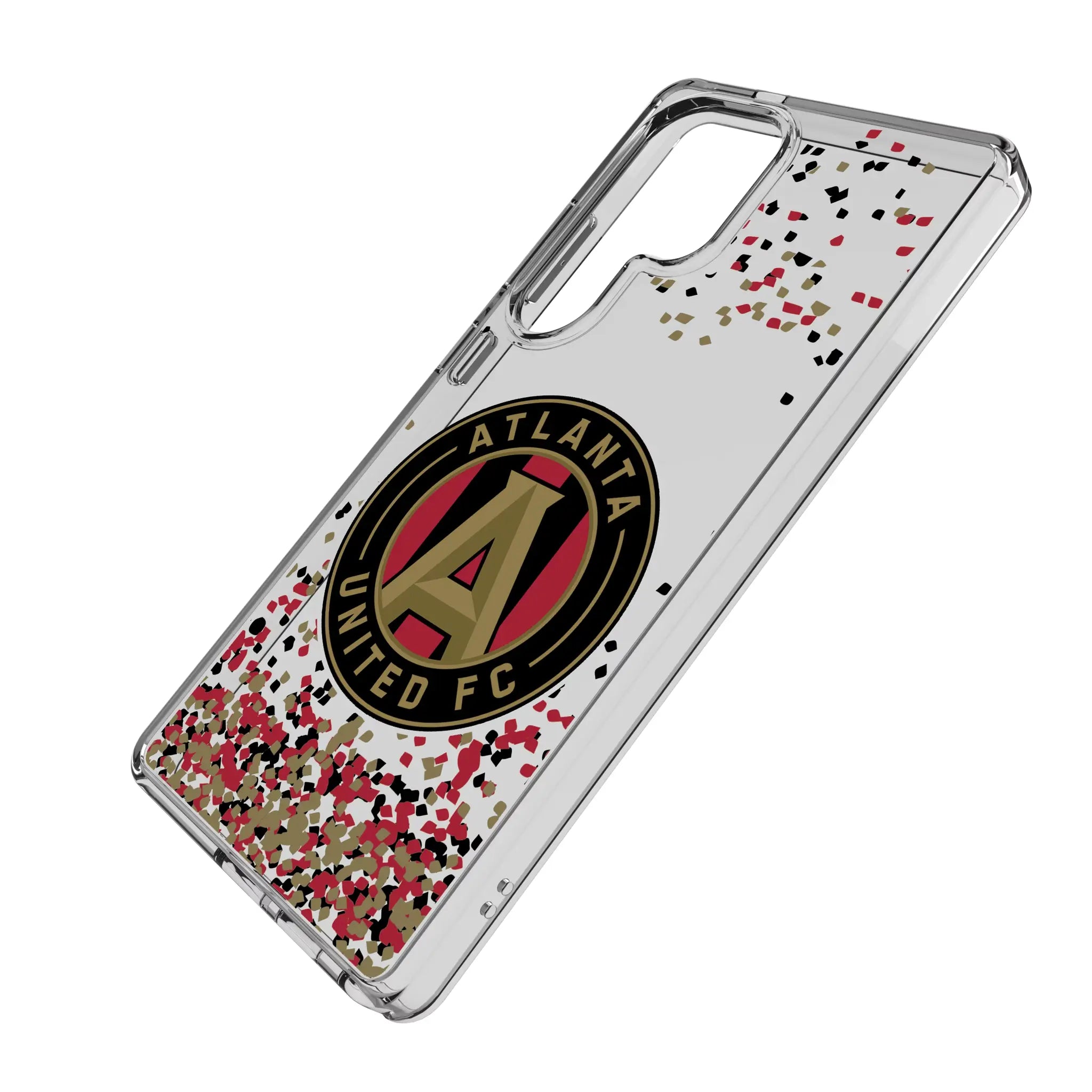 Atlanta United FC Confetti Galaxy Clear Phone Case for Samsung Galaxy - Isometric View#Device_Galaxy S25 Ultra