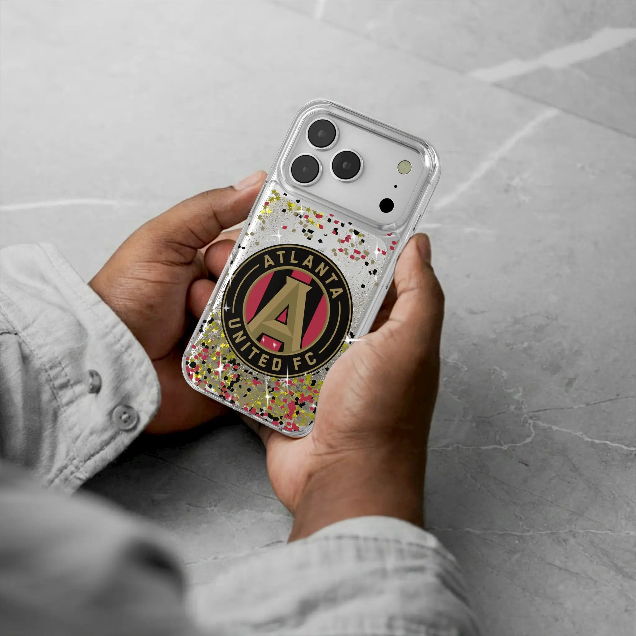 Atlanta United FC Confetti iPhone Glitter Phone Case for Apple iPhone - Lifestyle