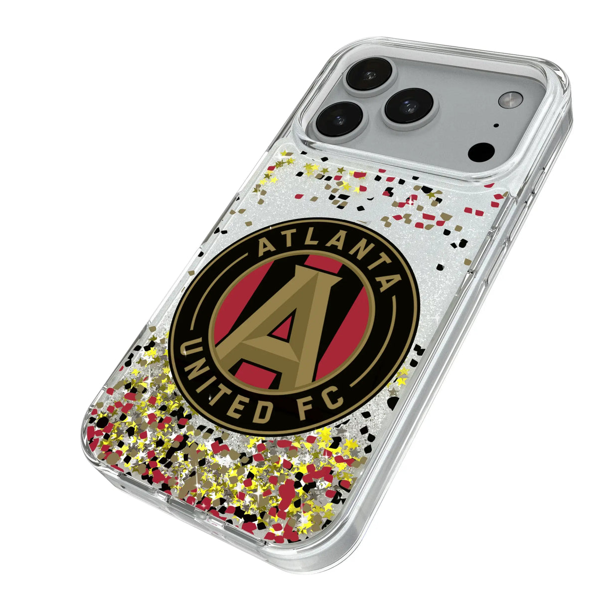 Atlanta United FC Confetti iPhone Glitter Phone Case for Apple iPhone - Isometric View#Device_iPhone 18 Pro