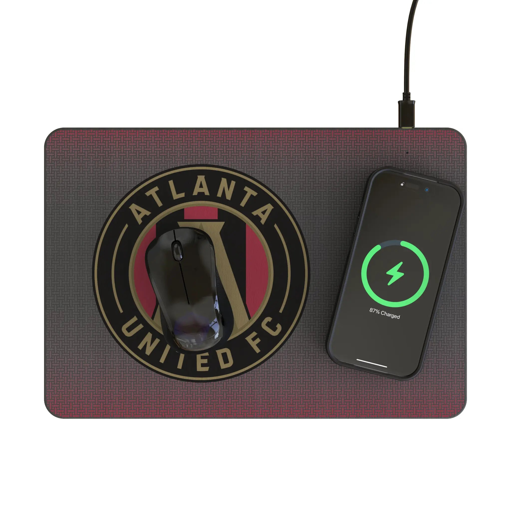 Atlanta United FC Linen 15-Watt Wireless Charger and Mouse Pad - Lifestyle